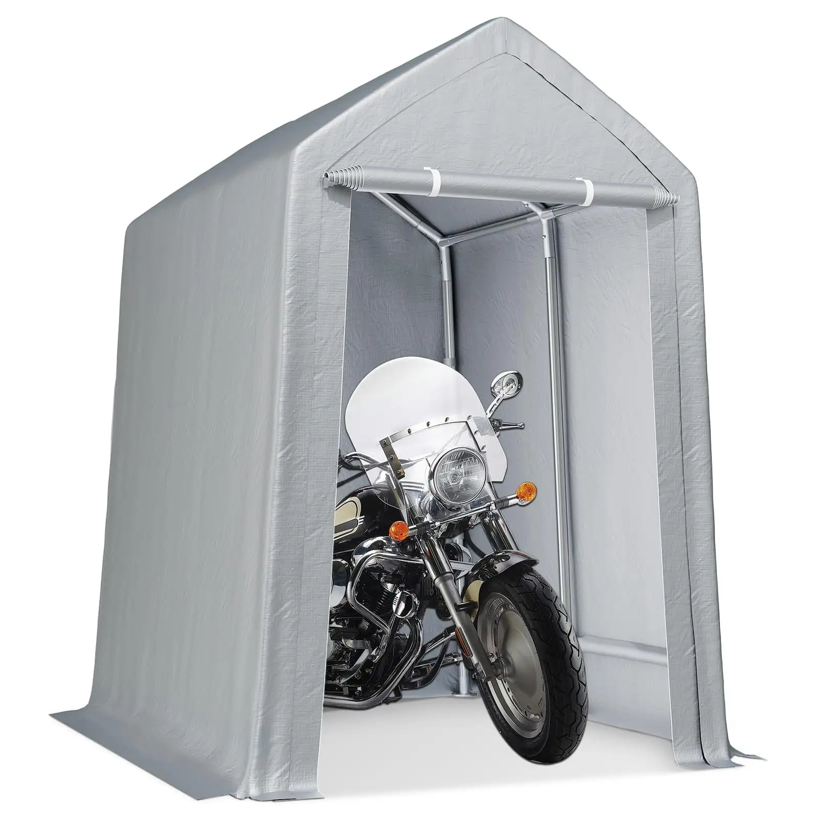 Soonbuy 6 x 6Outdoor Storage Shelter Shed- Heavy Duty Storage Tent with Roll-up Zipper Door . Portable Garage Storage shed for Bike. Motorcycle Shelter. Gray