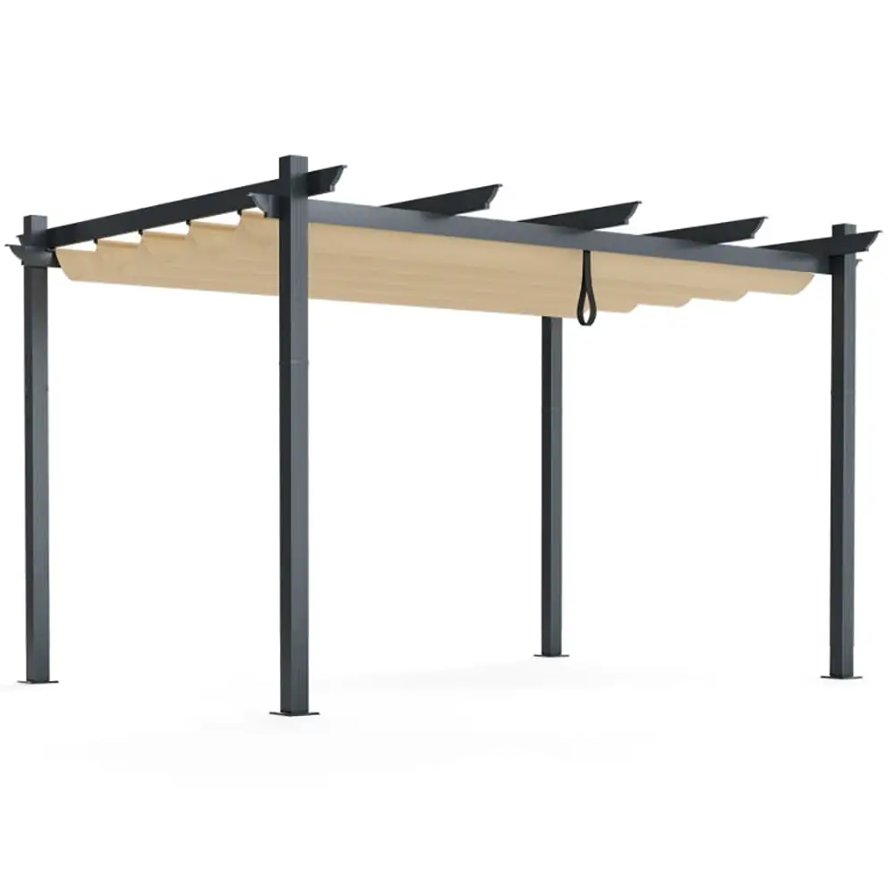 Spaco Retractable Pergola Canopy for 10' X 13' Pergola. Sun-Protection and Durable Pergola Replacement Canopy for Backyard. Deck. Garden. Patio. Outdoor. Beige