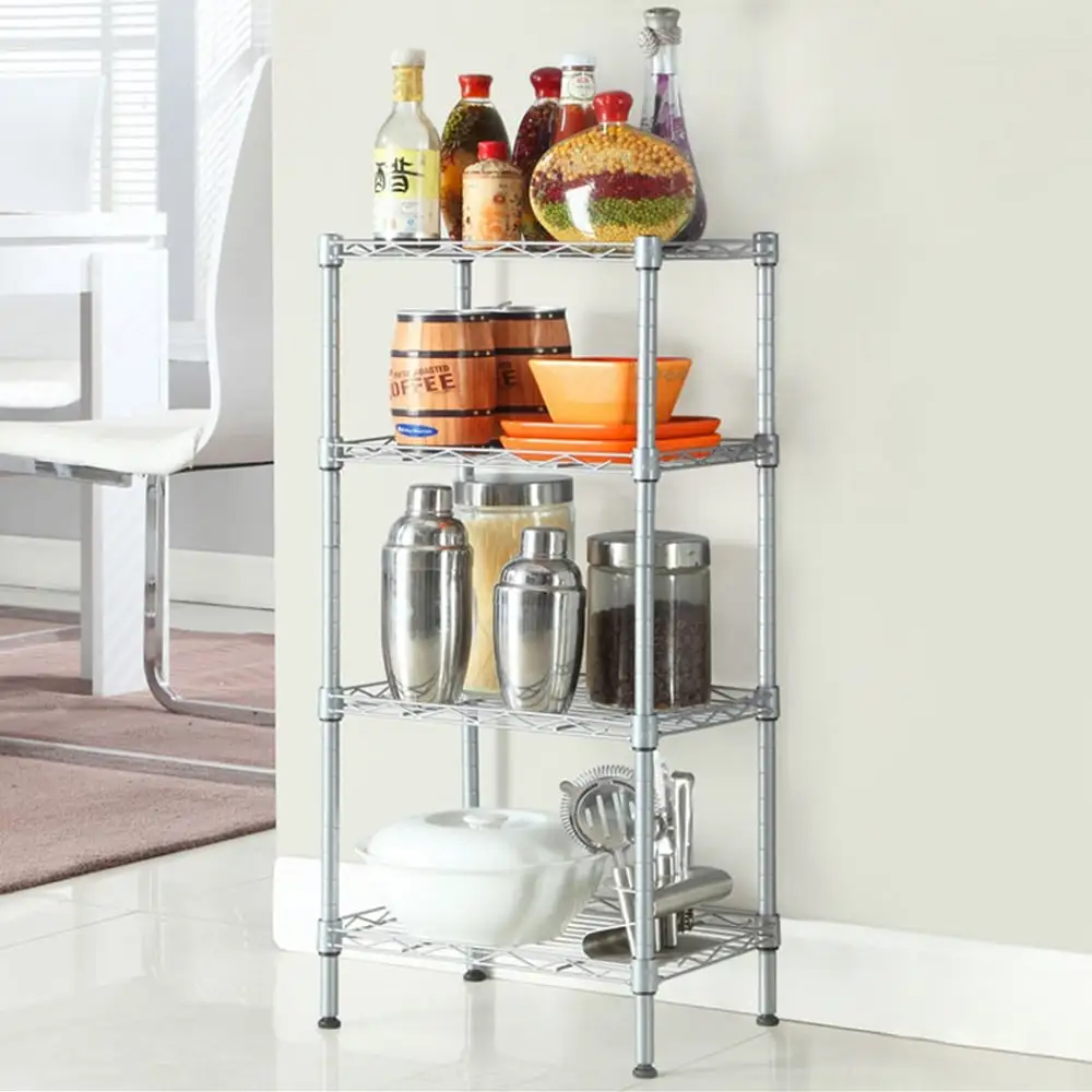 Storage Shelves for Garage. SEGMART Shelving Units and Storage Cart. 4 Tier Shelf Storage Racks and Shelving. Heavy-Duty Wire Shelf Metal Shelves for Storage Kitchen Bathroom Garage. Silver. H1677