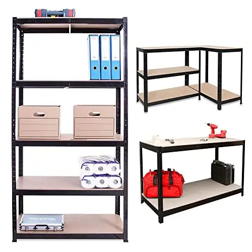 Storage Shelving Unit Garage Shelves Heavy Duty Metal Rack 30 W x 12 D x 66 H Black Adjustable 5-Tier Shelf Free Standing Utility Racking