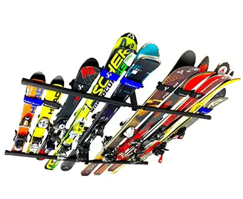 StoreYourBoard Adjustable Ski and Snowboard Ceiling Rack. Overhead Storage Mount. Double Sided