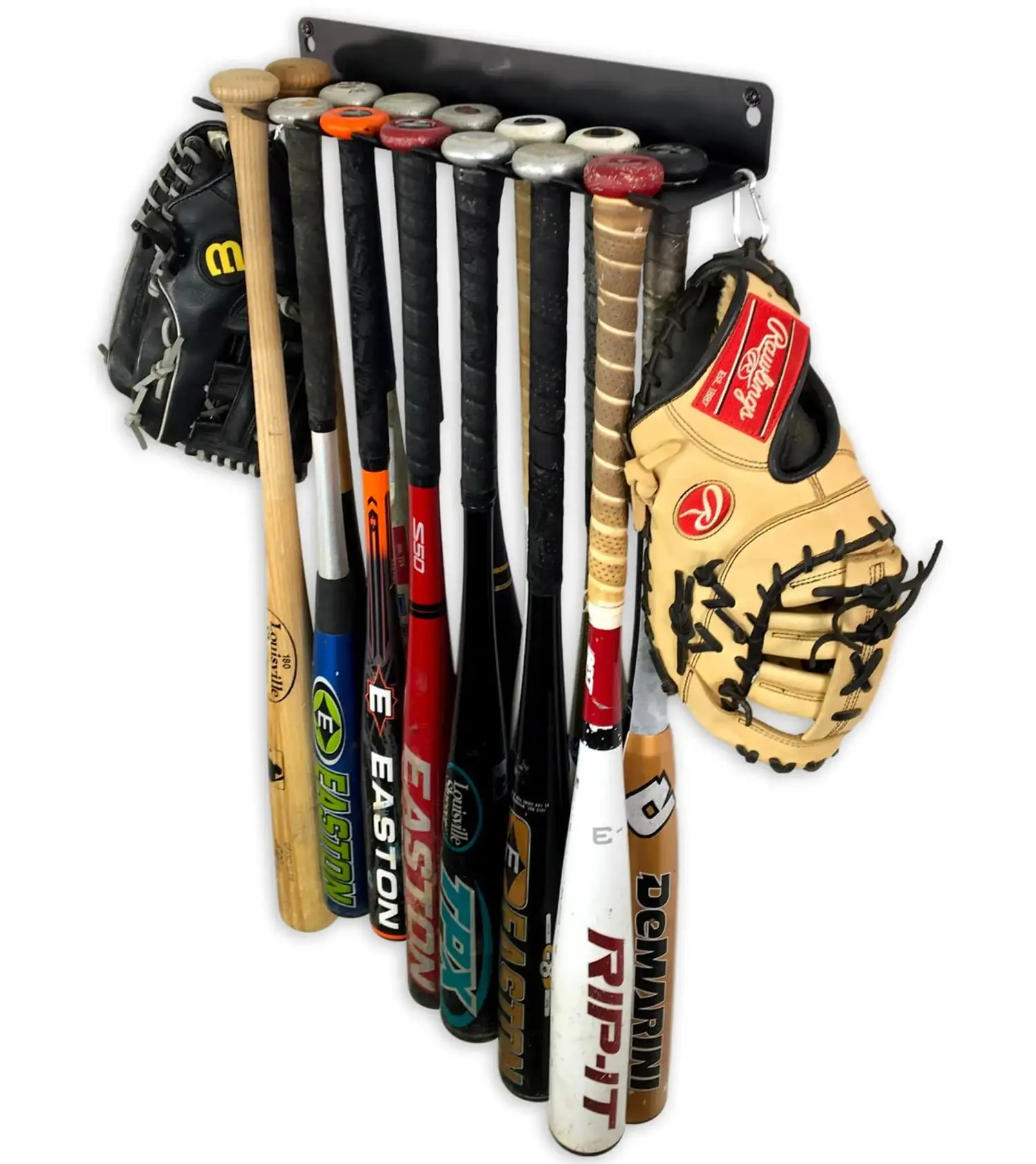 StoreYourBoard Baseball Bat Steel Storage Rack. Black Hanging 14 Bat Organizer. Holds 30 lbs