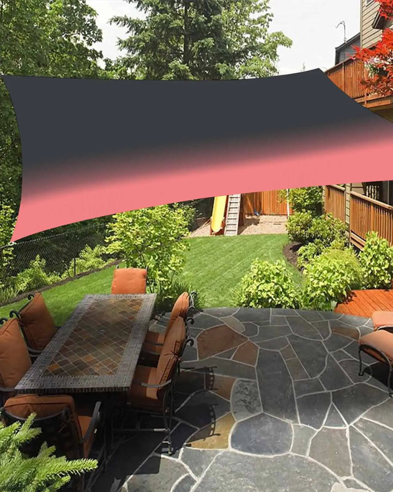 Sun Shade Sail 12x16Ft Gradient Black and Pink Uv Block Sunshade Canopy Outdoor Shade Cover Rectangle Shade Cloth For Patio Garden Yard Deck Pergola