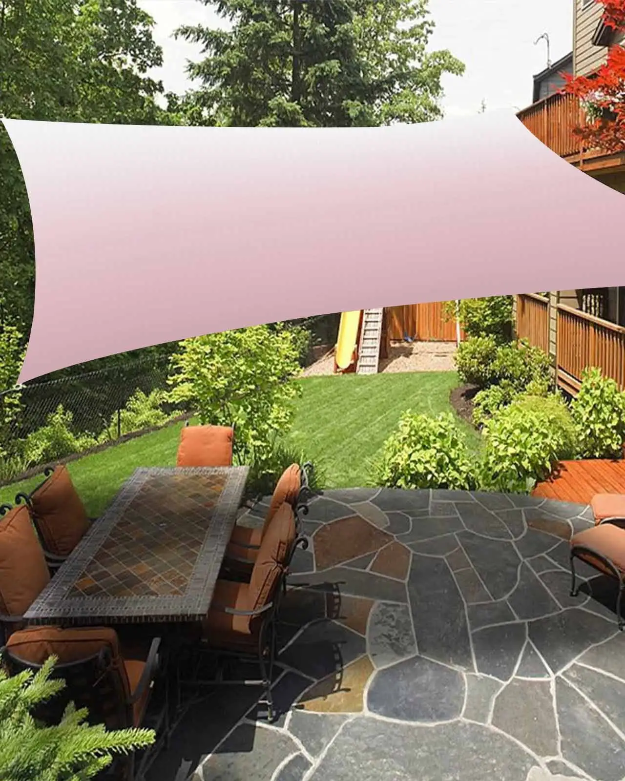 Sun Shade Sail 12x16Ft Minimalist Pink and White Gradient Uv Block Sunshade Canopy Outdoor Shade Cover Rectangle Shade Cloth For Patio Garden Yard Deck Pergola