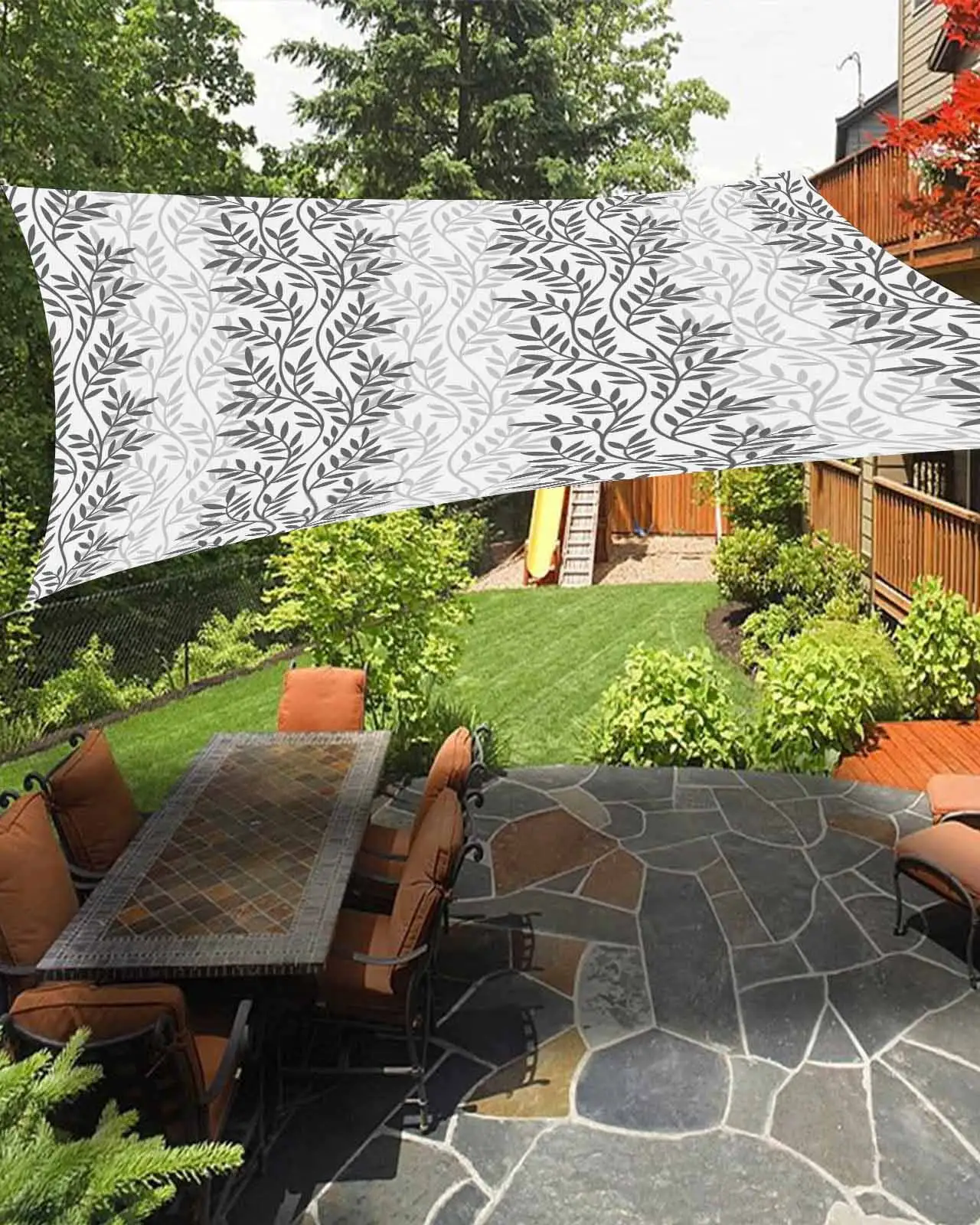 Sun Shade Sail 12x16Ft Modern Dlack and White Printing Art Design Uv Block Sunshade Canopy Outdoor Shade Cover Rectangle Shade Cloth For Patio Garden Yard Deck Pergola