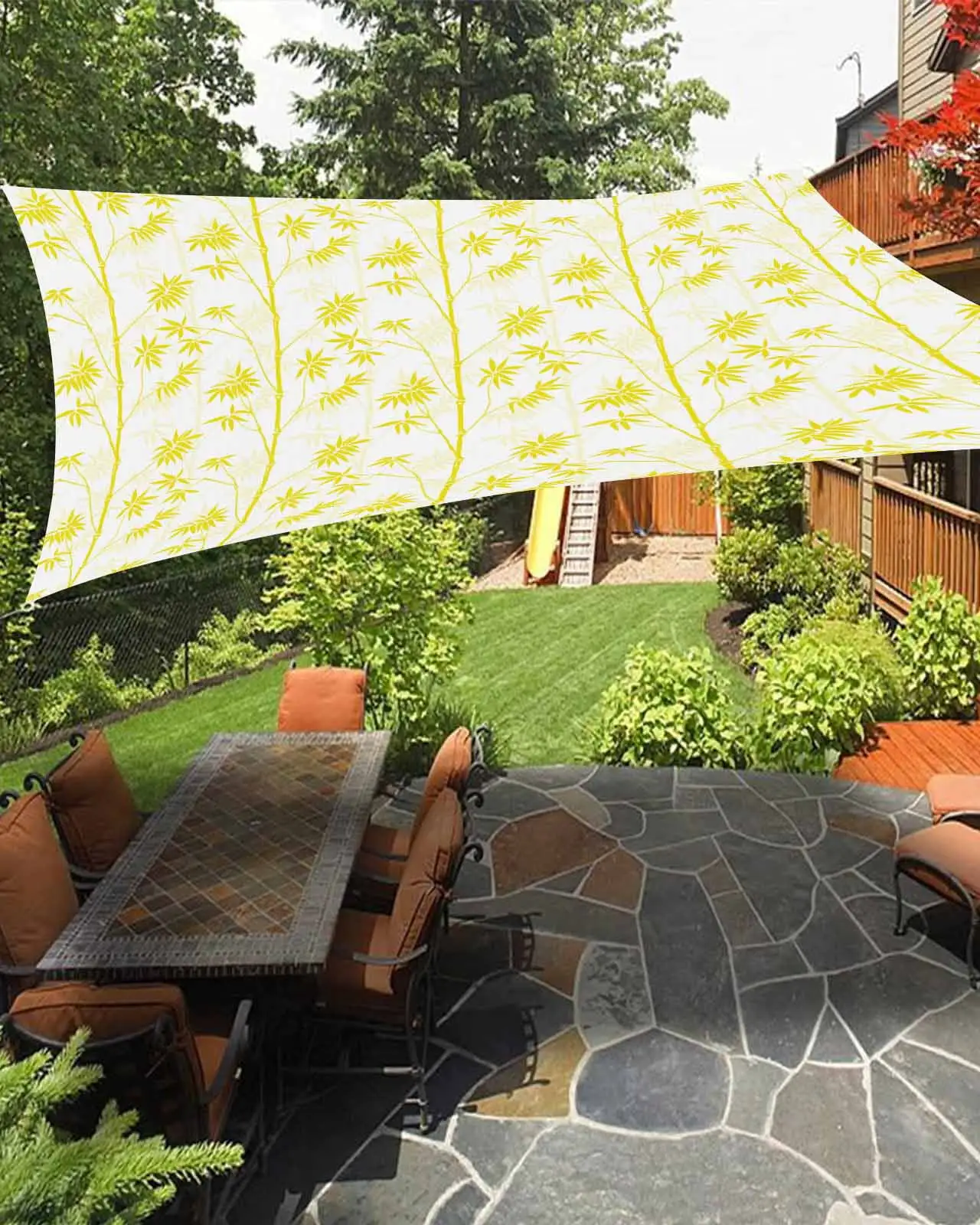 Sun Shade Sail 14x18Ft Farmhouse Yellow Plants Texture Uv Block Sunshade Canopy Outdoor Shade Cover Rectangle Shade Cloth For Patio Garden Yard Deck Pergola