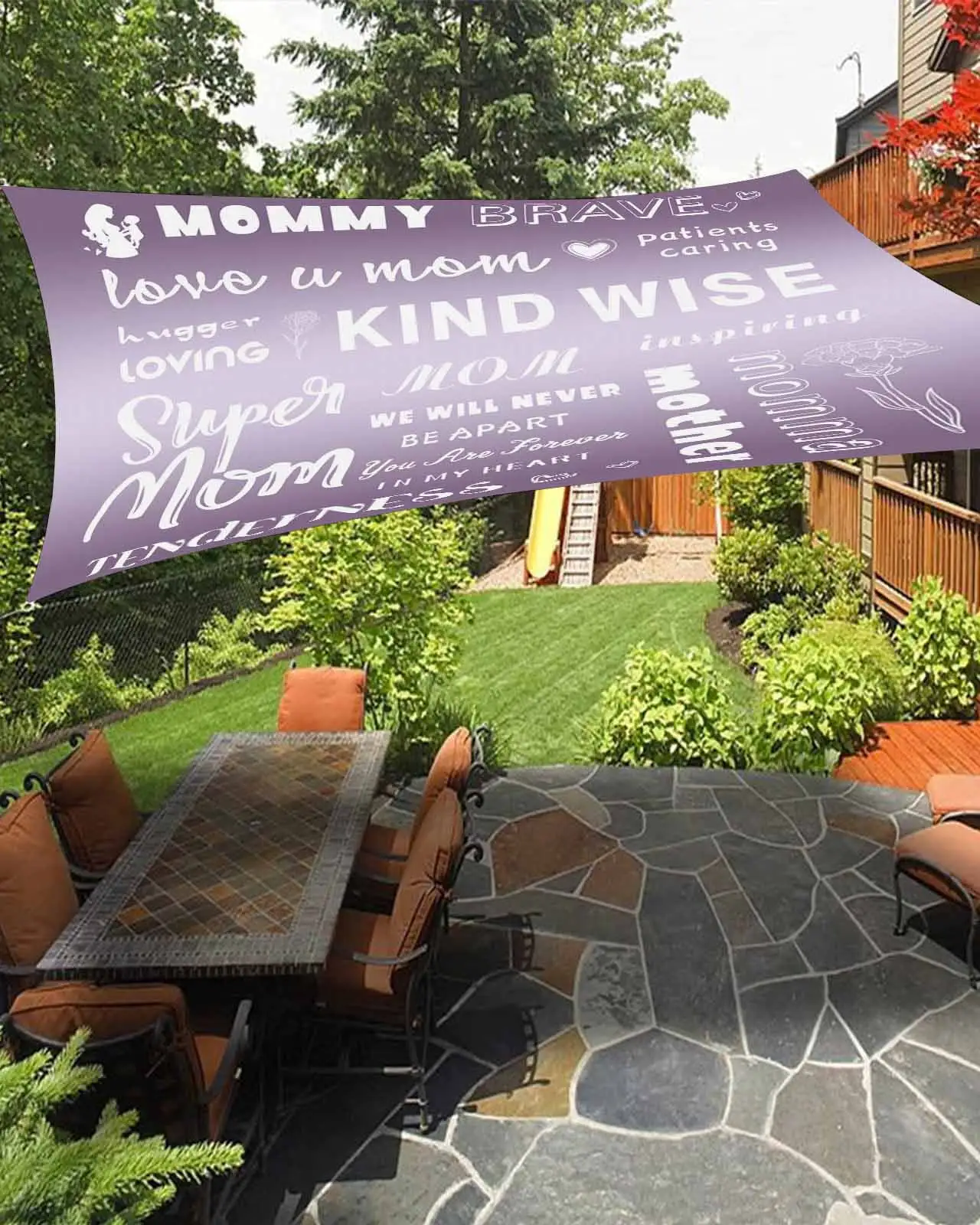 Sun Shade Sail 14x18Ft Mother's Day Warm Quote Poster Uv Block Sunshade Canopy Outdoor Shade Cover Rectangle Shade Cloth For Patio Garden Yard Deck Pergola