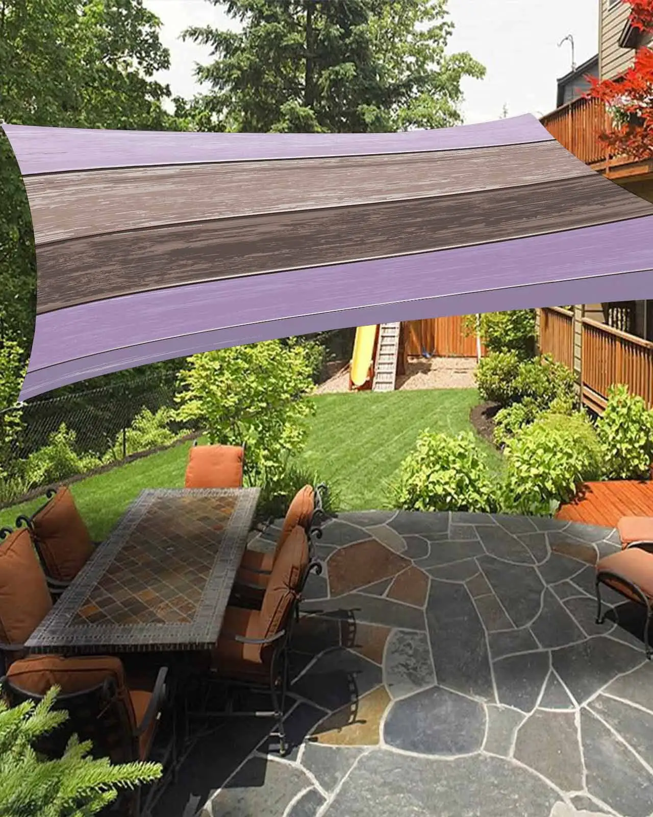 Sun Shade Sail 14x18Ft Rustic Barn Wood Lavender Purple Brown Uv Block Sunshade Canopy Outdoor Shade Cover Rectangle Shade Cloth For Patio Garden Yard Deck Pergola