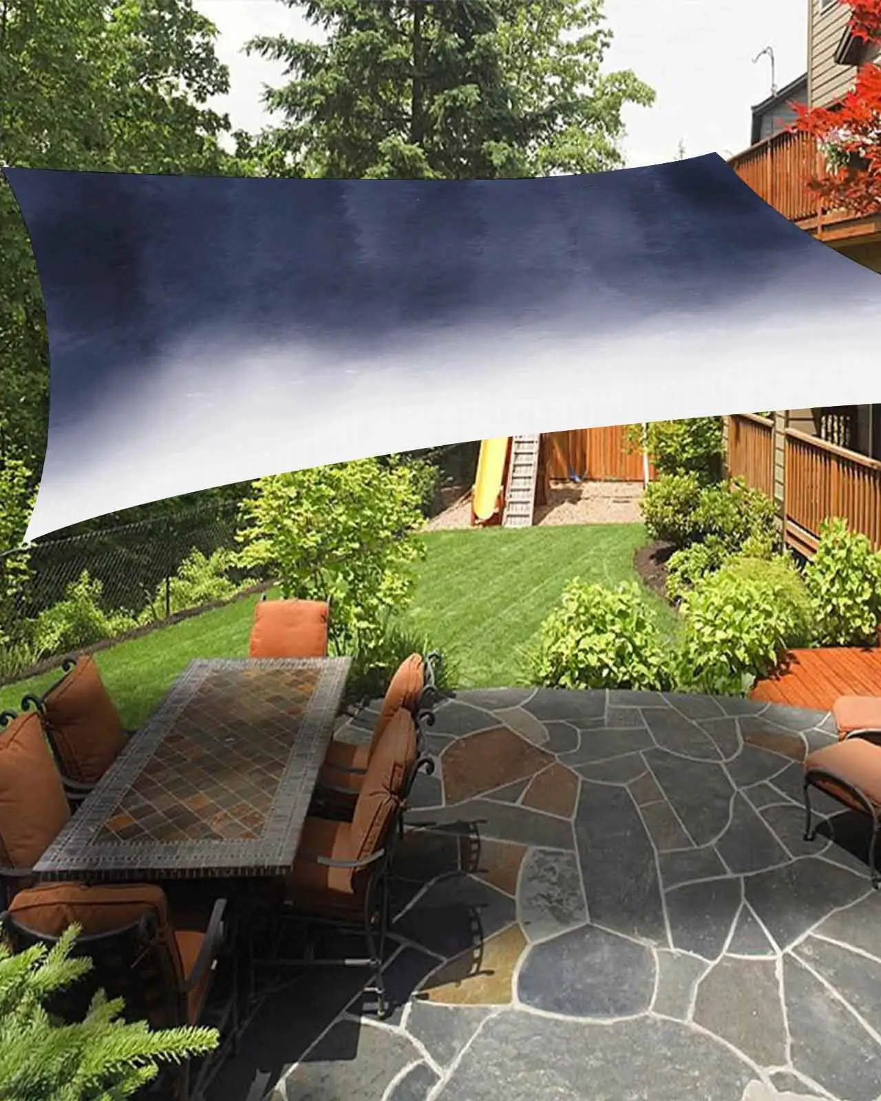 Sun Shade Sail 8x10Ft Abstract Gradient Indigo Pattern Uv Block Sunshade Canopy Outdoor Shade Cover Rectangle Shade Cloth For Patio Garden Yard Deck Pergola