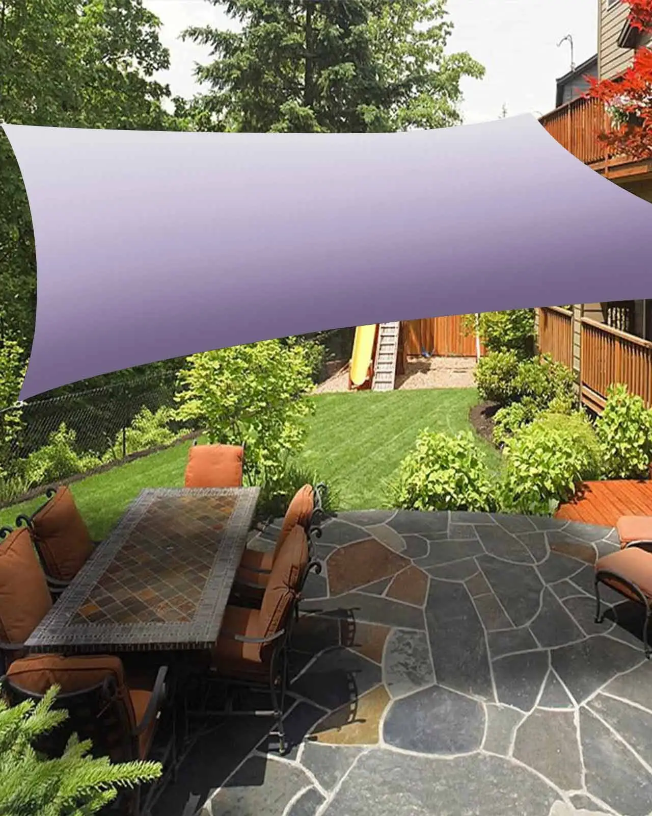 Sun Shade Sail 8x10Ft Purple Gradient Uv Block Sunshade Canopy Outdoor Shade Cover Rectangle Shade Cloth For Patio Garden Yard Deck Pergola