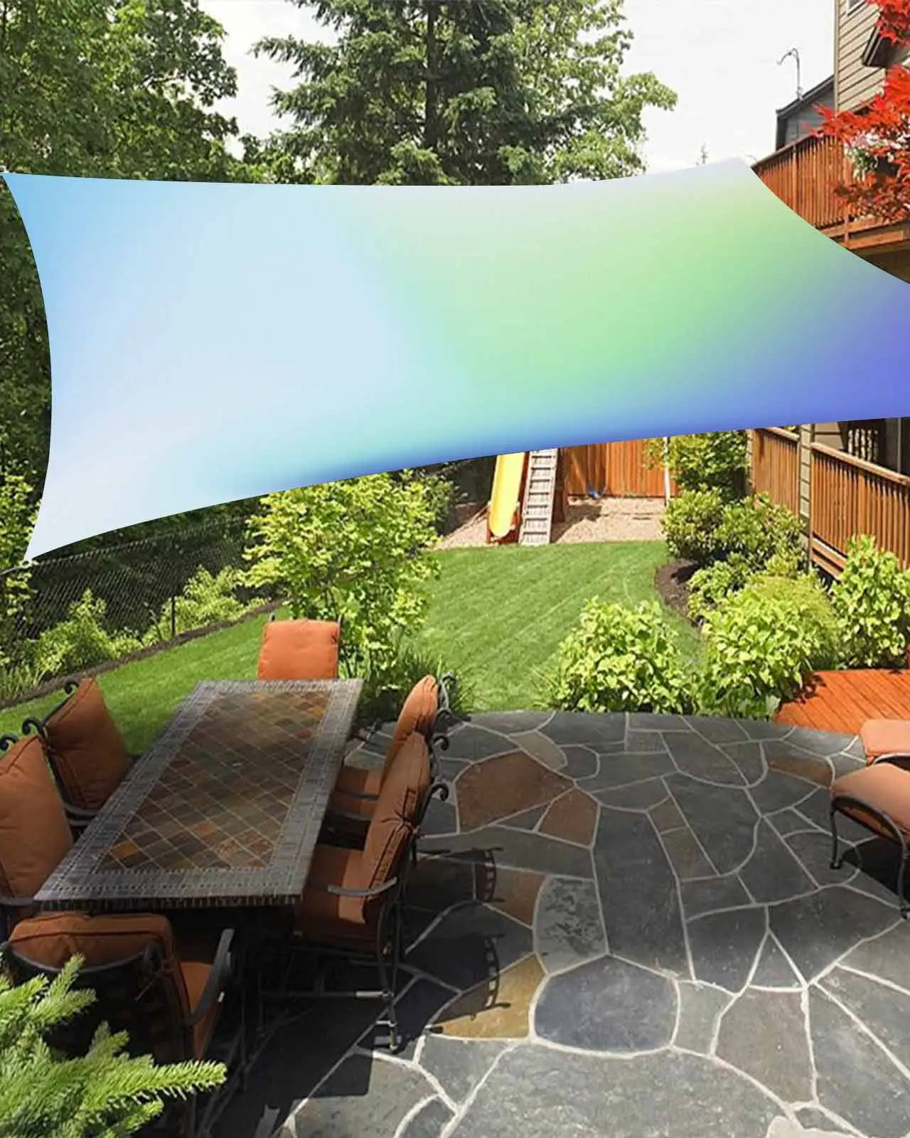 Sun Shade Sail 8x10Ft Spring Abstract Blue Green Colorful Gradient Texture Uv Block Sunshade Canopy Outdoor Shade Cover Rectangle Shade Cloth For Patio Garden Yard Deck Pergola