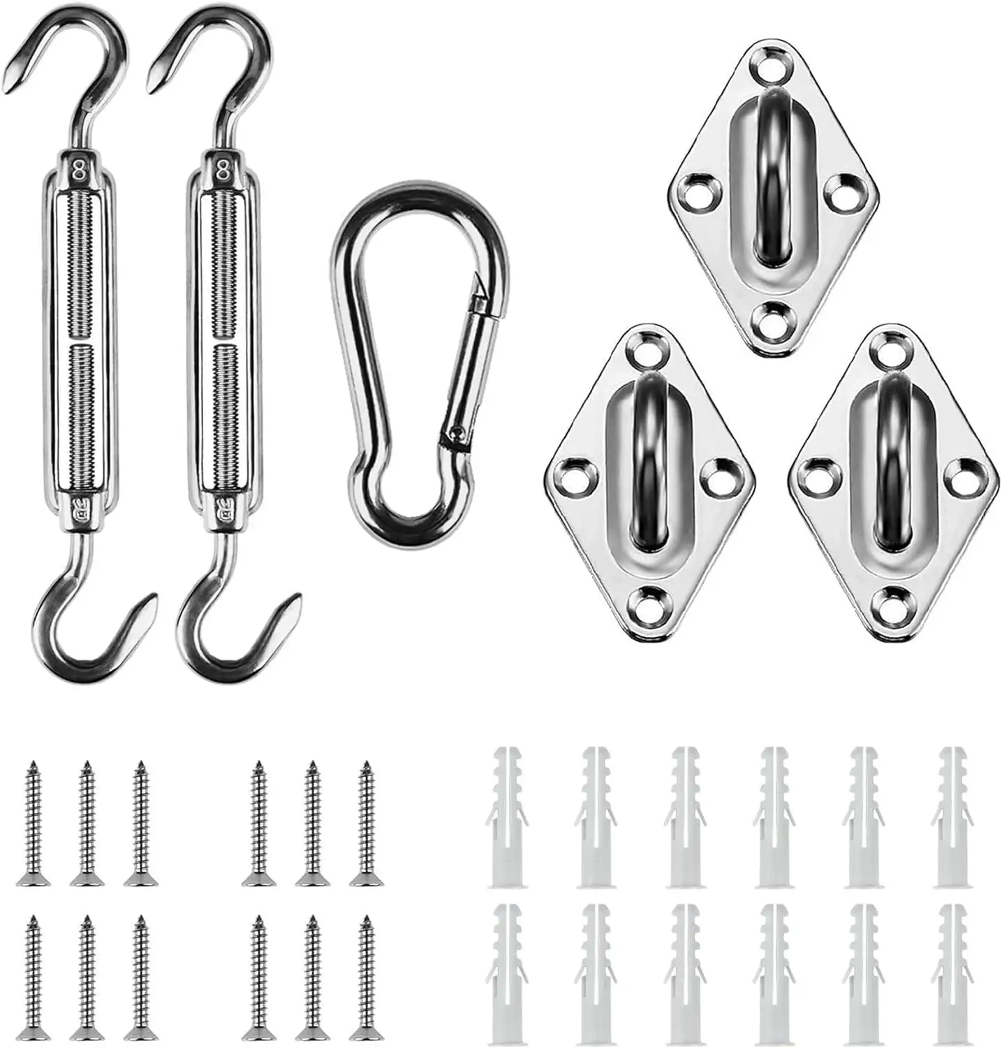 Sun Shade Sail Hardware Kit 6 Inch for Triangle Sun Shade Sail Outdoor Installation 316 Stainless Steel