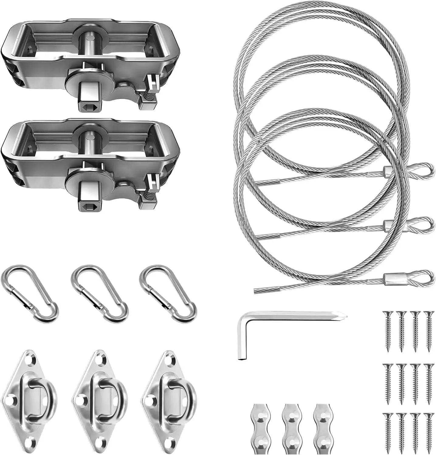 Sun Shade Sail Hardware Kit with Cables Pad Eyes Hooks for Triangle Sun Shade Sails Installation