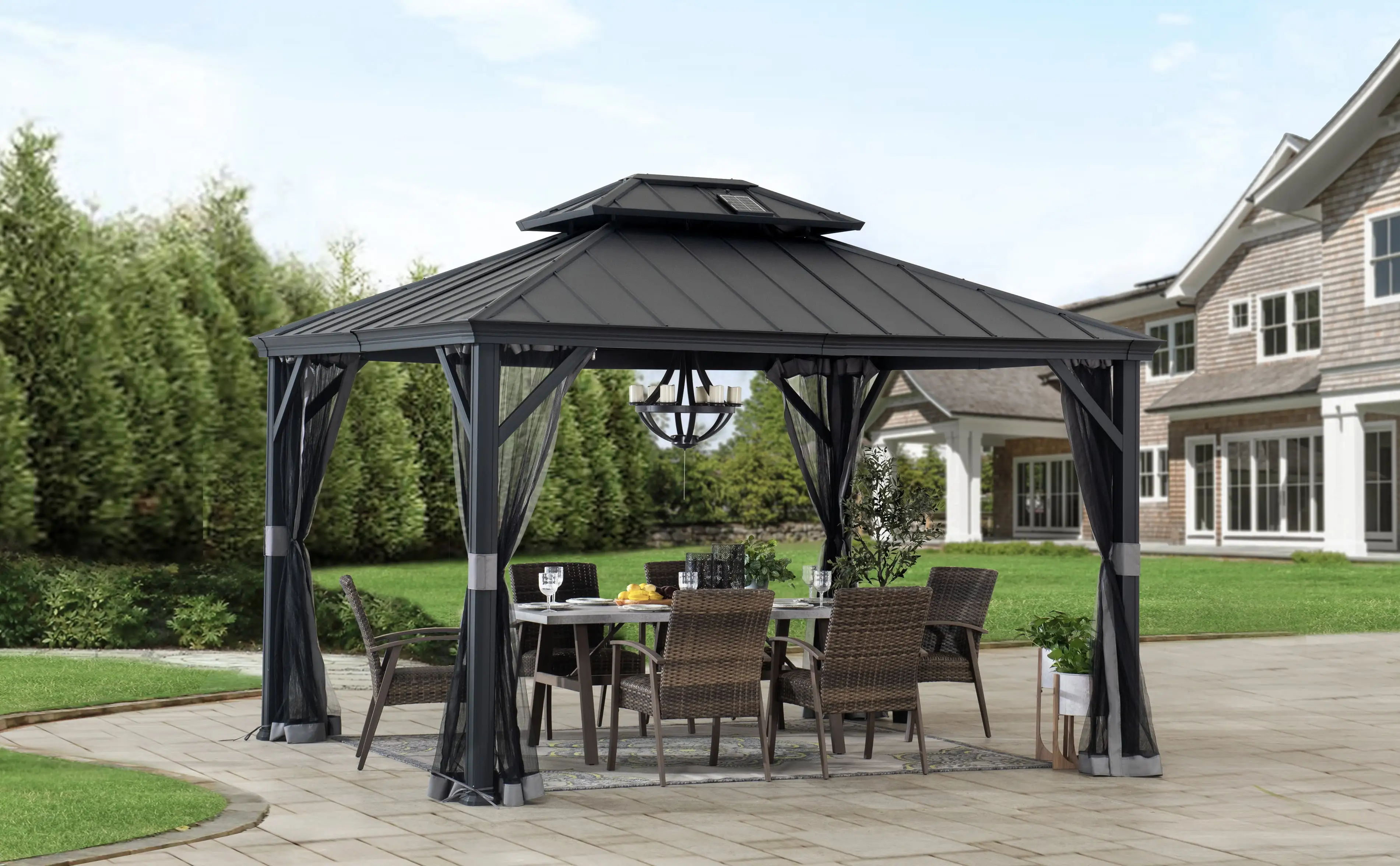 Sunjoy Merston 10 ft. x 12 ft. Solar Powered Hardtop Gazebo