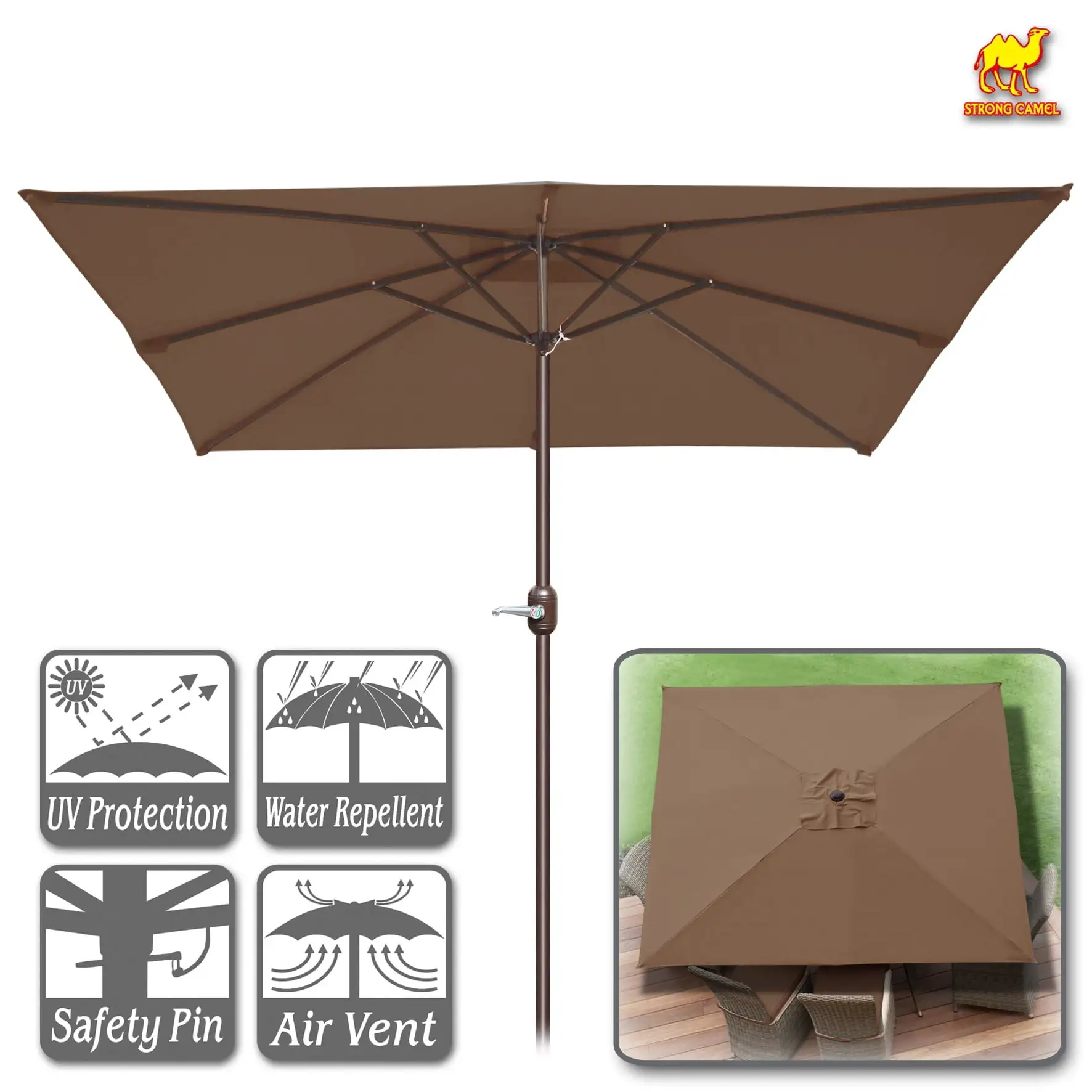 Sunny 8' x 8' Outdoor Patio Umbrella Sunshade Table Market Umbrella with Tilt&Crank for Garden. Deck. Backyard