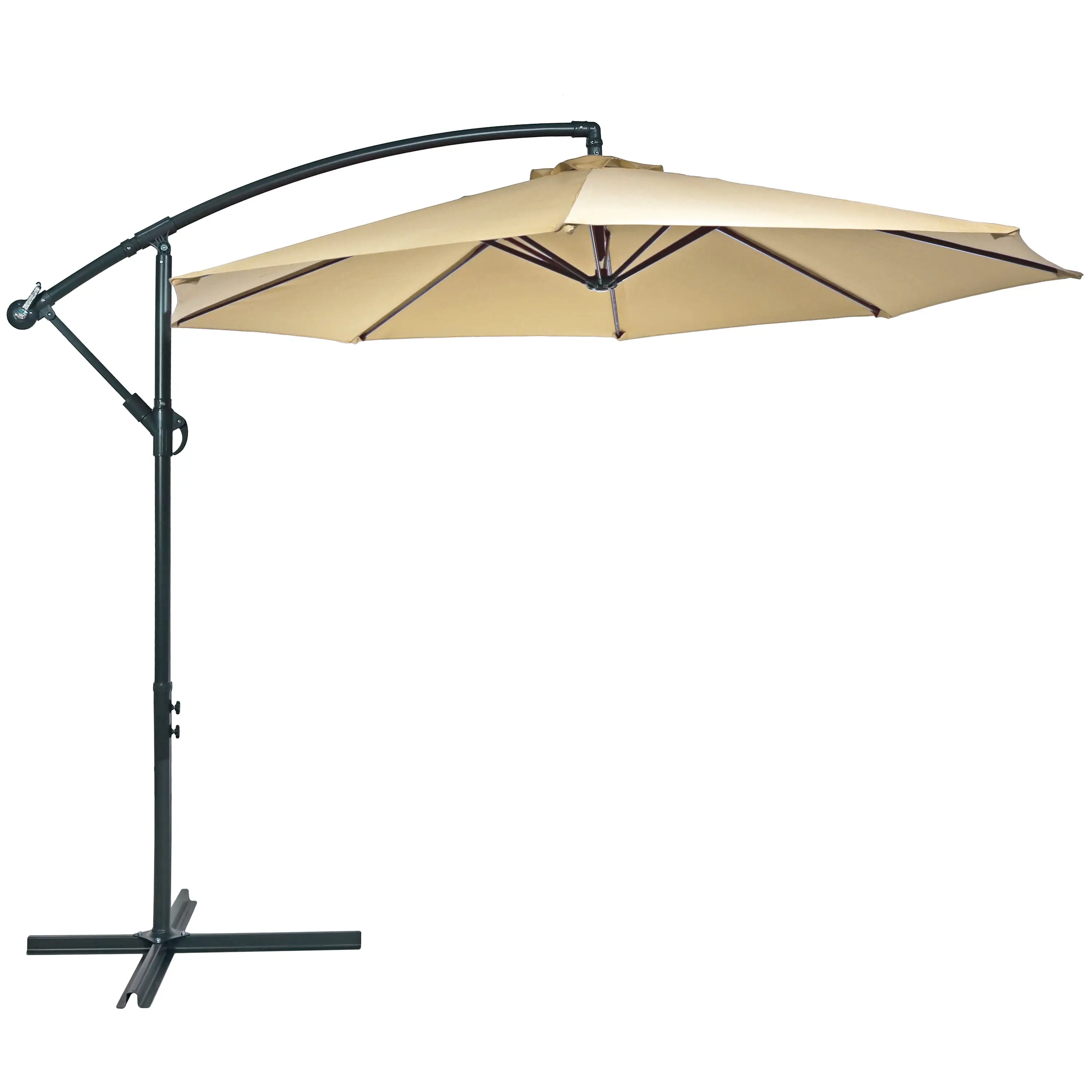 Sunnydaze 10' Offset Patio Umbrella with Cantilever and Cross Base - Beige