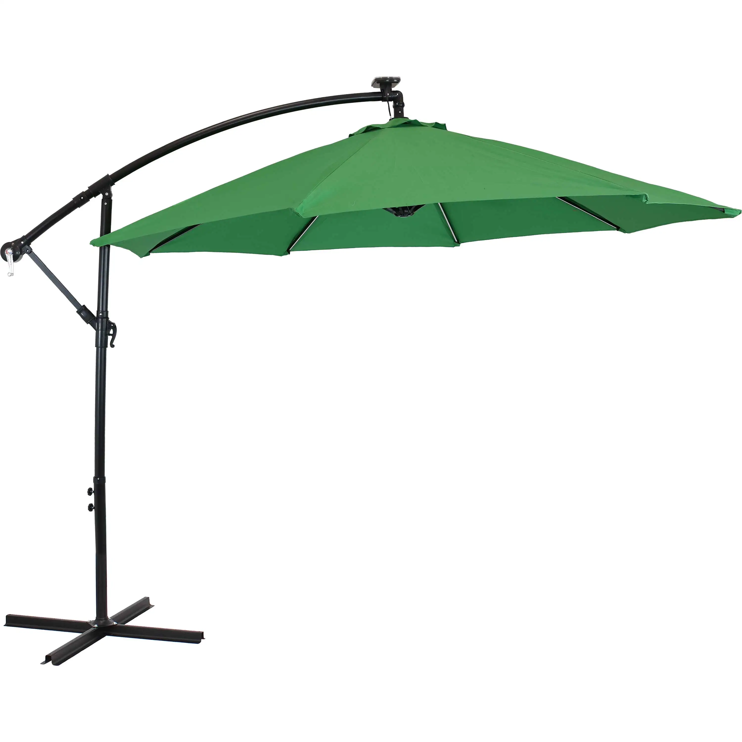 Sunnydaze 10' Offset Patio Umbrella with Solar LED Lights - Emerald