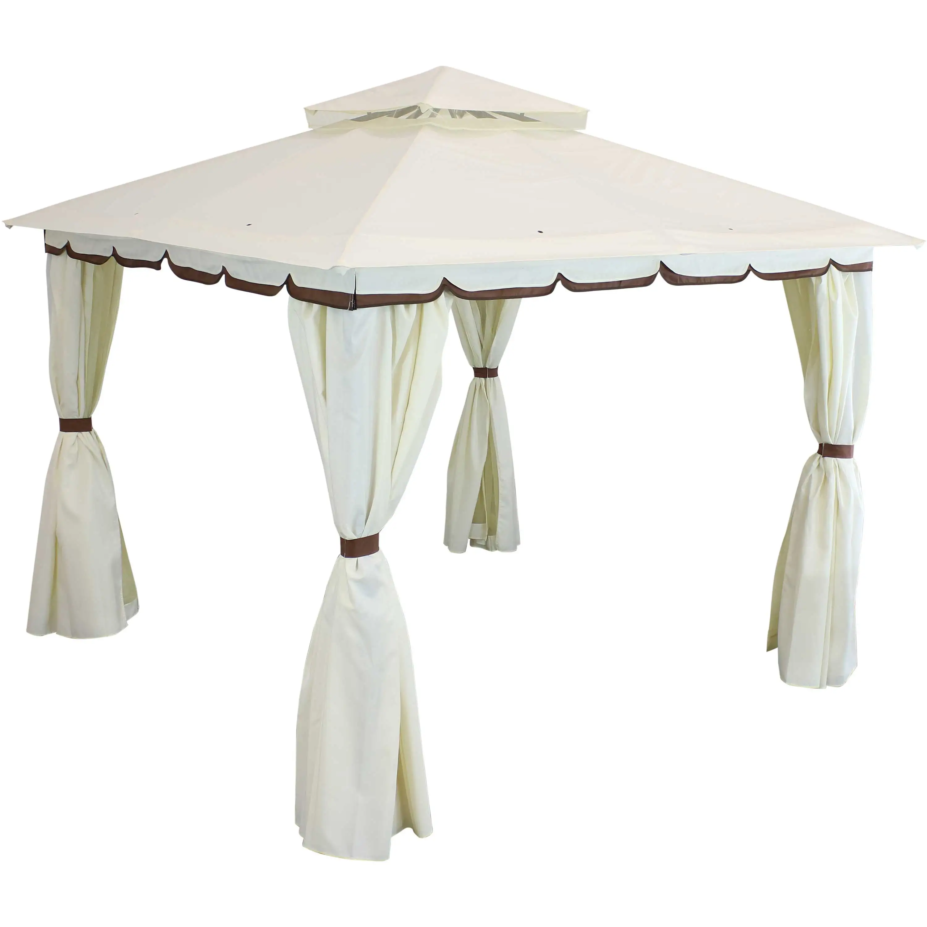 Sunnydaze 10' x 10' Gazebo with Screens and Privacy Walls - Cream