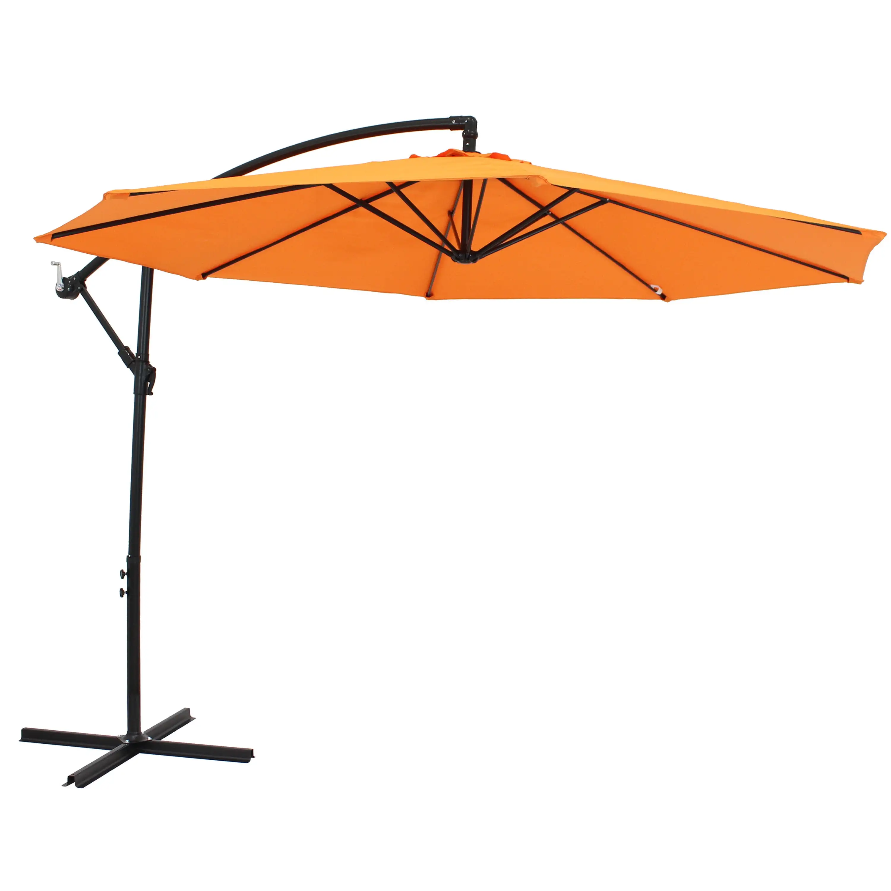 Sunnydaze 9.5' Offset Outdoor Patio Umbrella with Crank - Tangerine