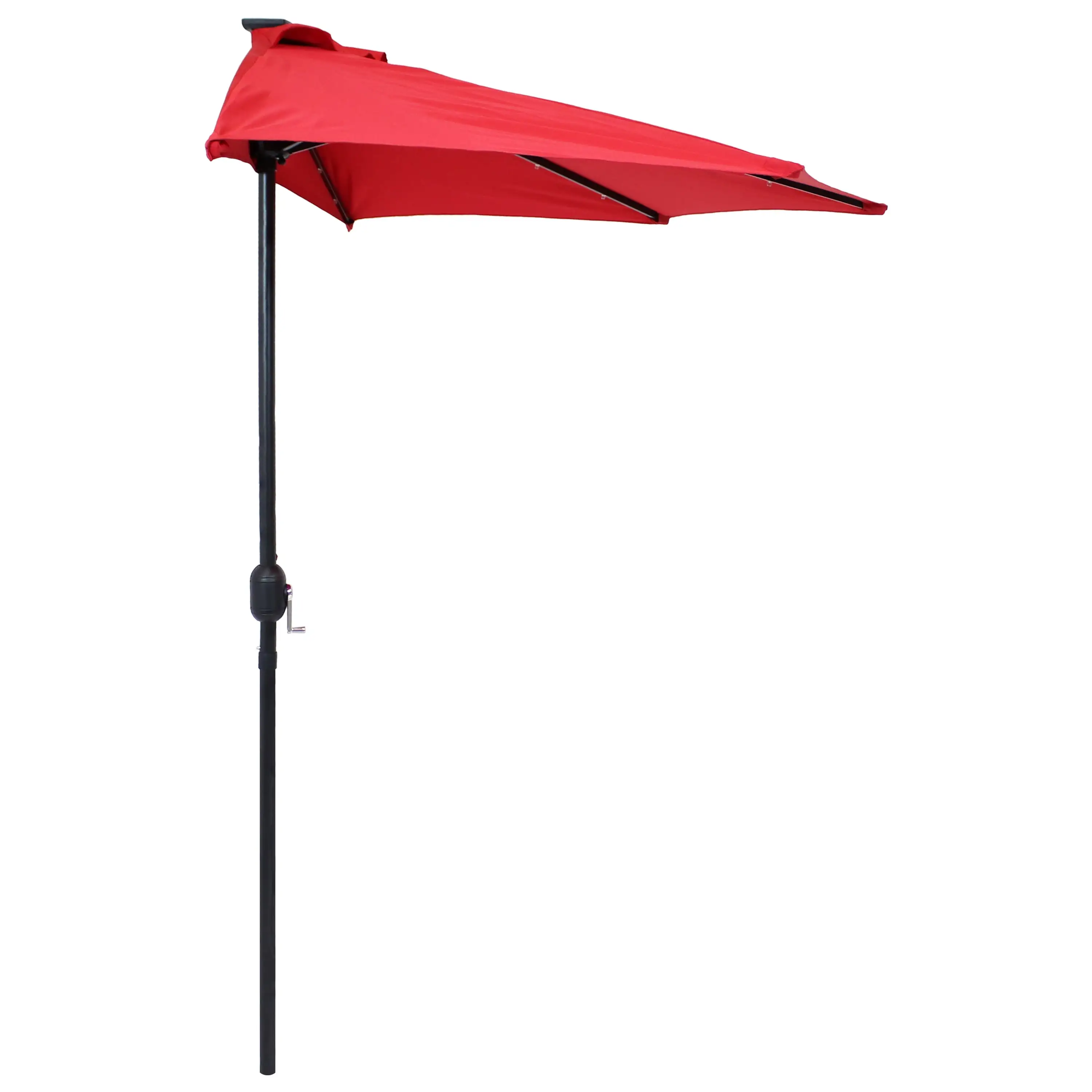 Sunnydaze 9' Solar Outdoor Half Patio Umbrella with LED Lights - Red