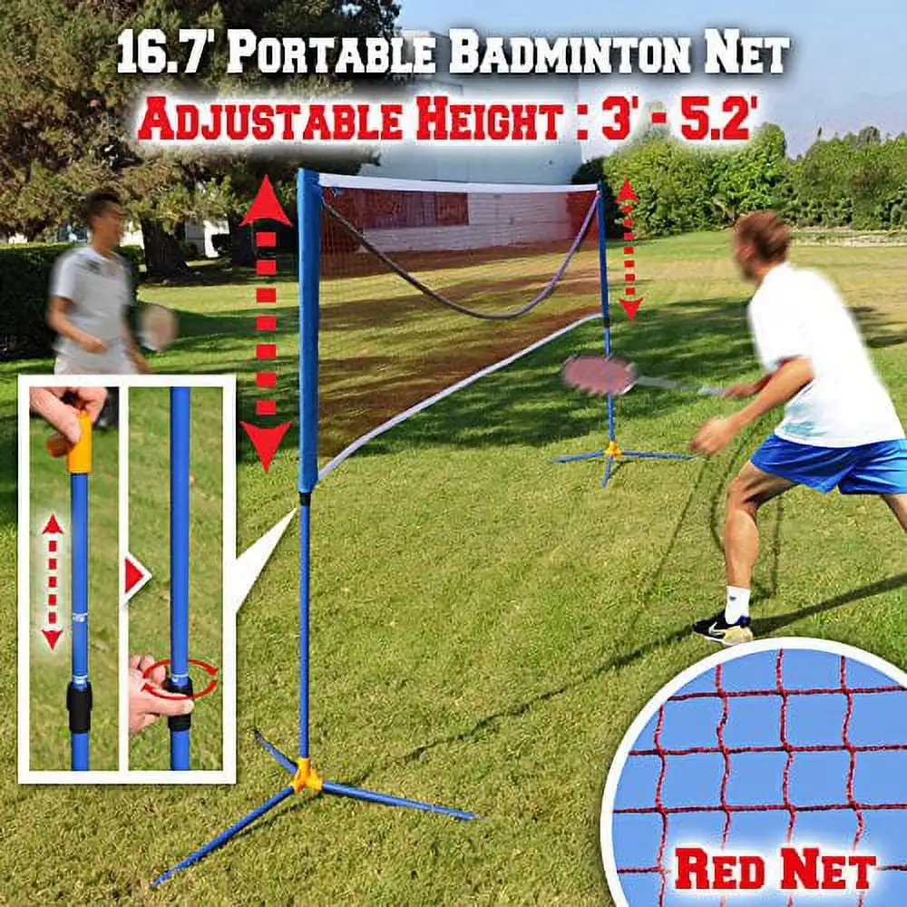 Sunrise Outdoor Portable Badminton Net. Volleyball. Tennis Net W/Stand 16.7'