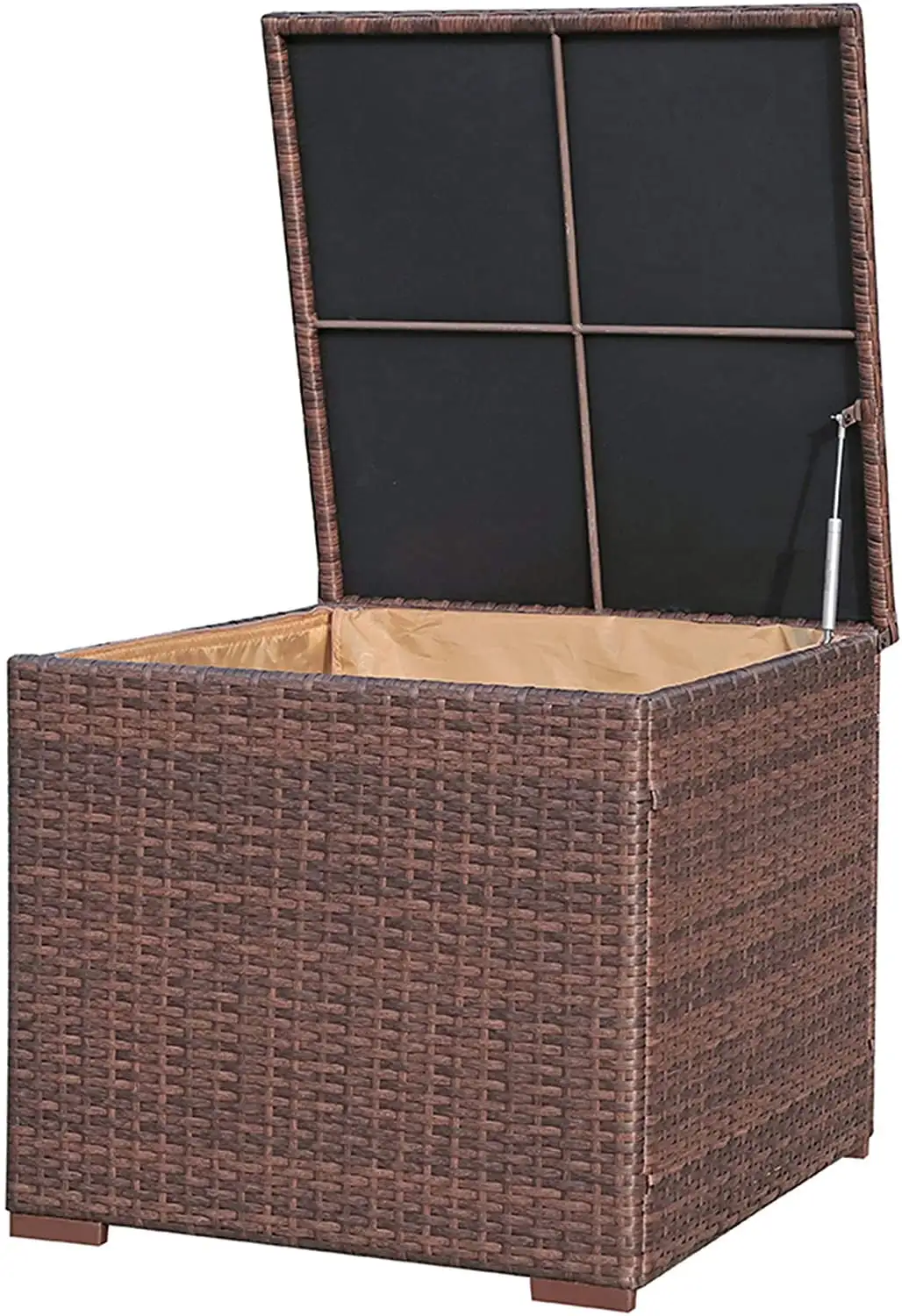 Super Patio Outdoor Patio Storage Box. Brown Wicker Storage Bin Deck Box. 88 Gallon