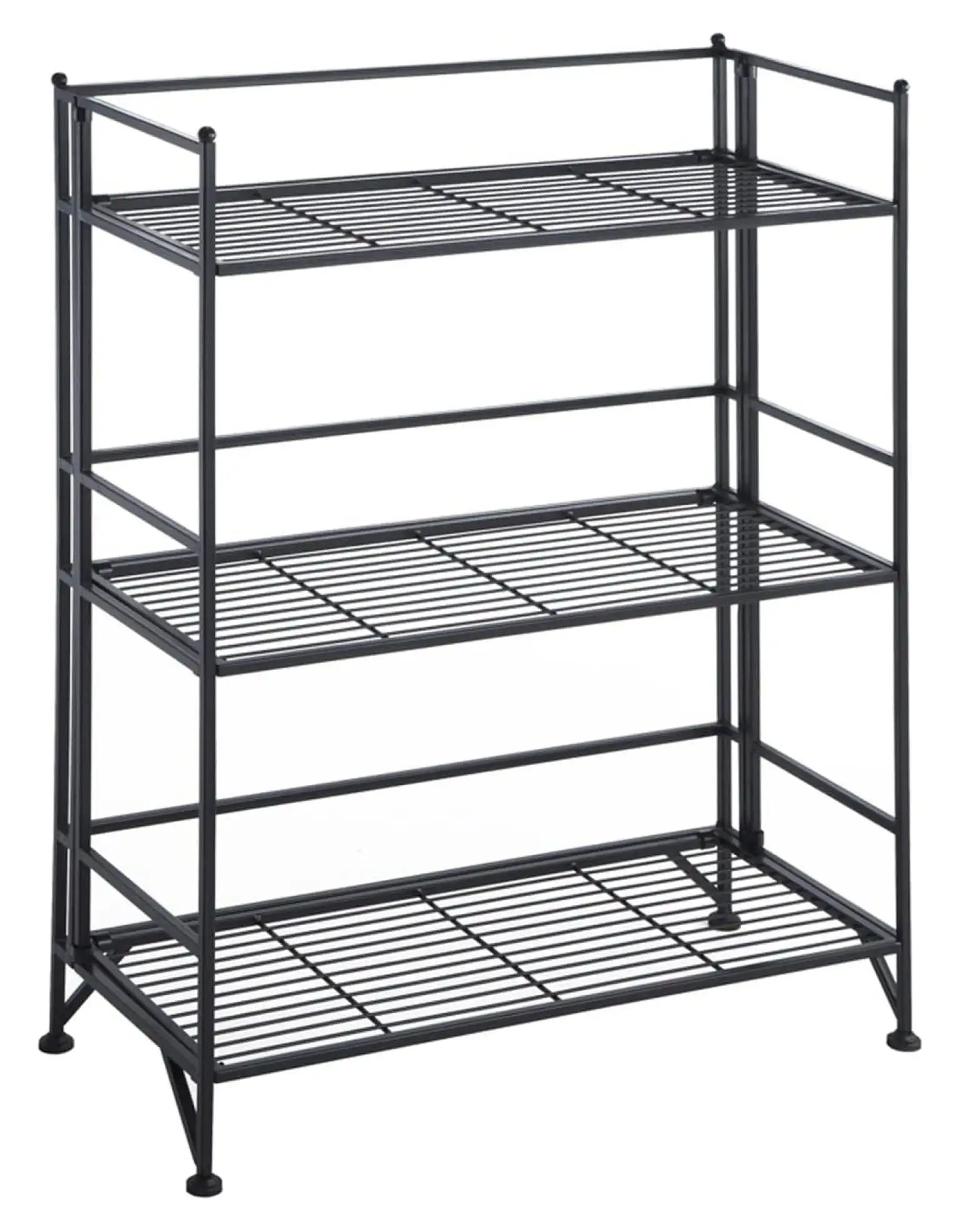 Superwum Designs2Go X-Tra Storage 3-Tier Wide Folding Metal Shelf. Black