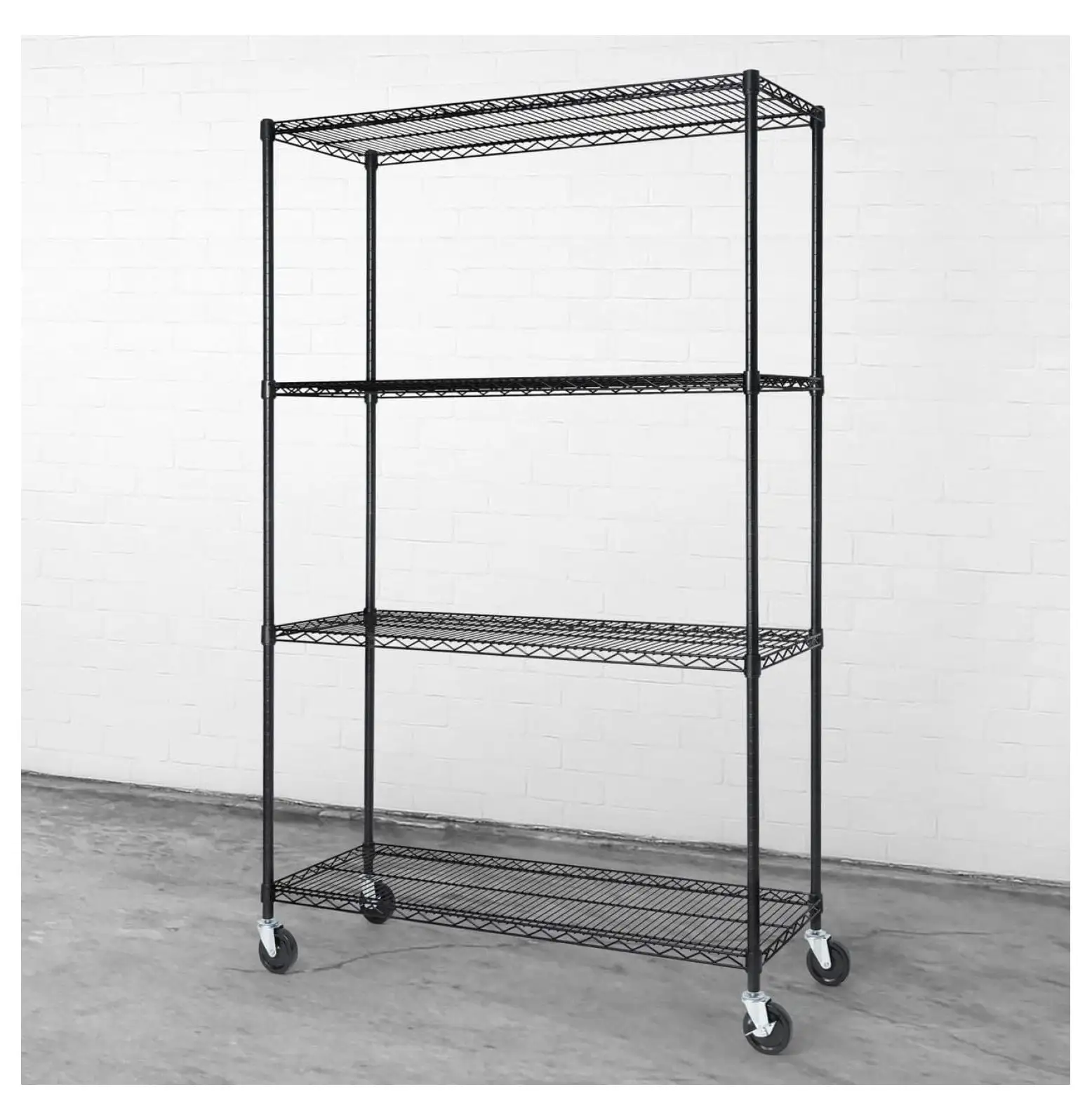 Superwum Heavy Duty NSF Adjustable Shelves Wire Shelving w/Wheels & Feet. Kitchen Storage Metal Shelf. Garage Storage Shelving. Utility Wire Rack Storage Unit. Black x 18. 4-Tier