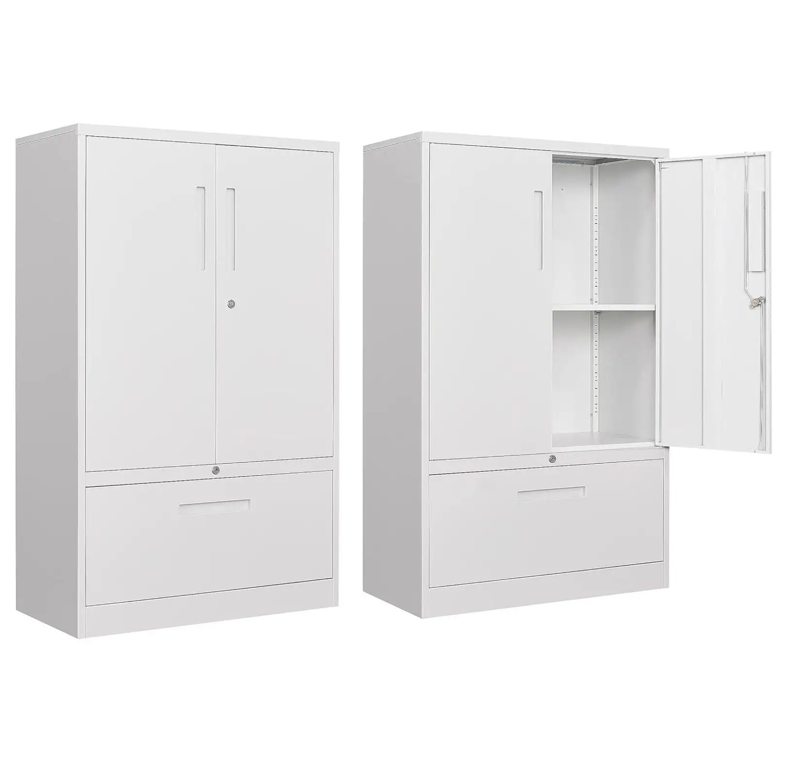 Superwum Metal Storage Cabinet with Drawers. 51 File Cabinets for Home Office. Locking Steel Storage Cabinet with Doors and Shelves for Home. Office. Warehouse. Garage. School (White. 1 Drawer)