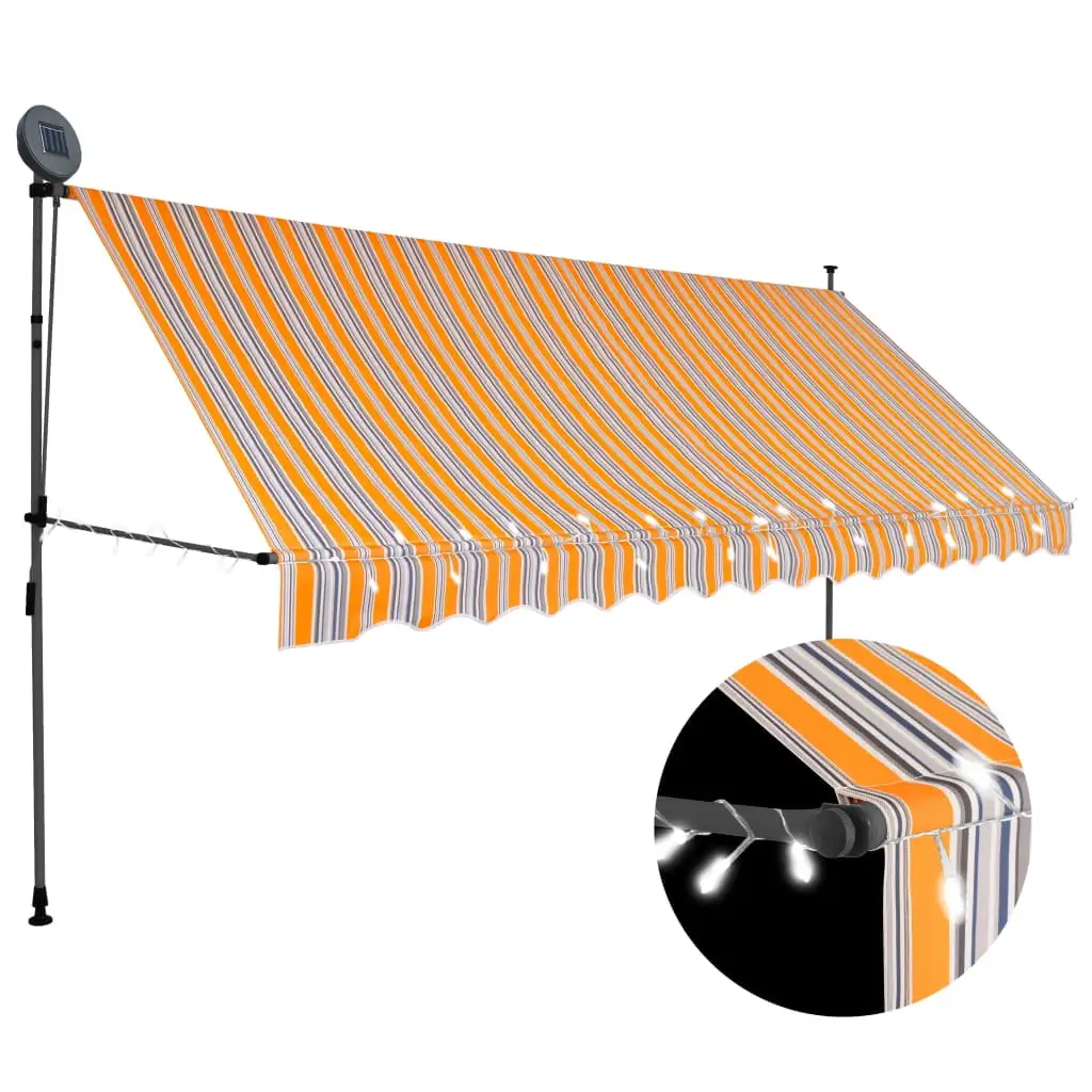 Suzicca Manual Retractable Awning with 137.8 Yellow and Blue