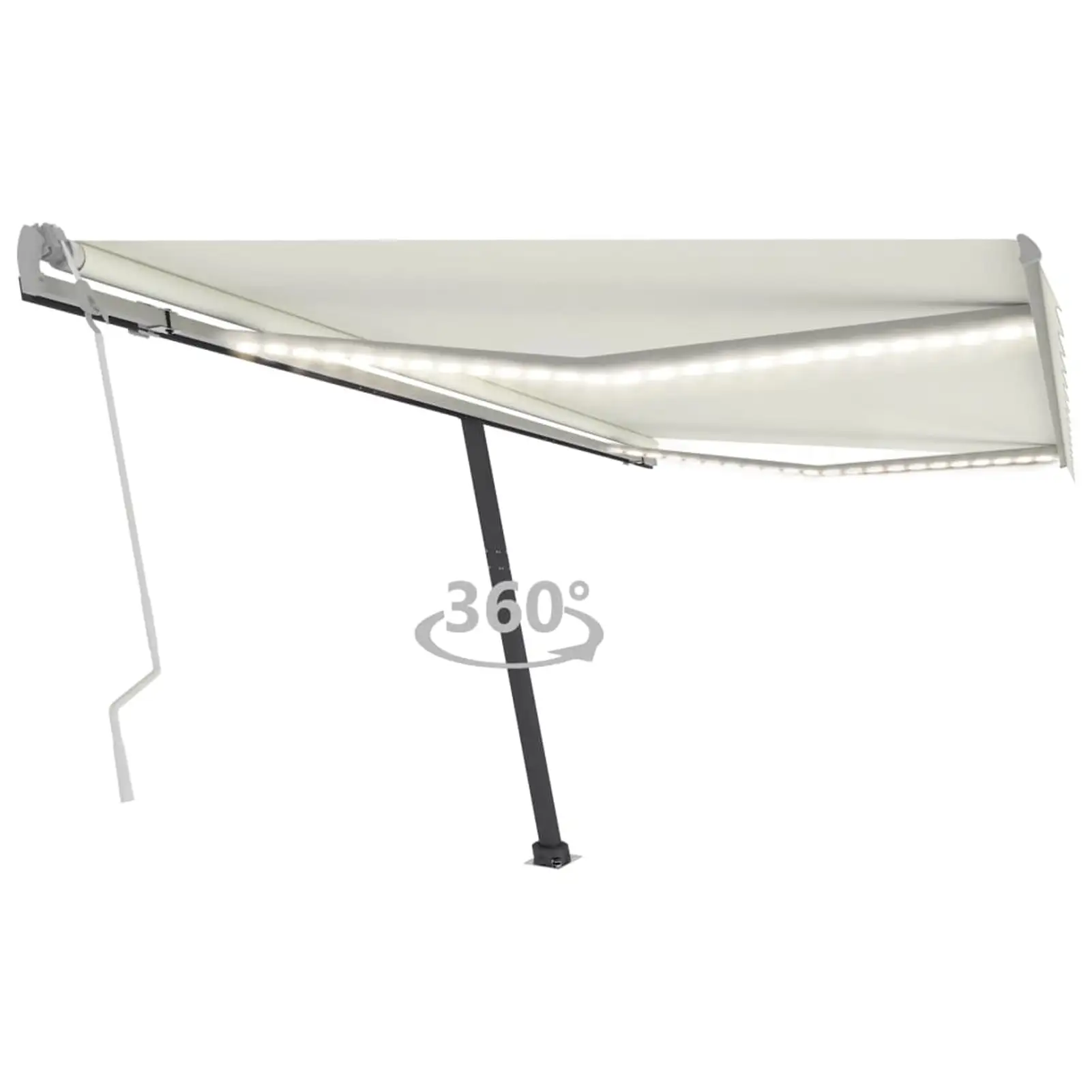 Suzicca Manual Retractable Awning with LED 157.5x118.1 Cream