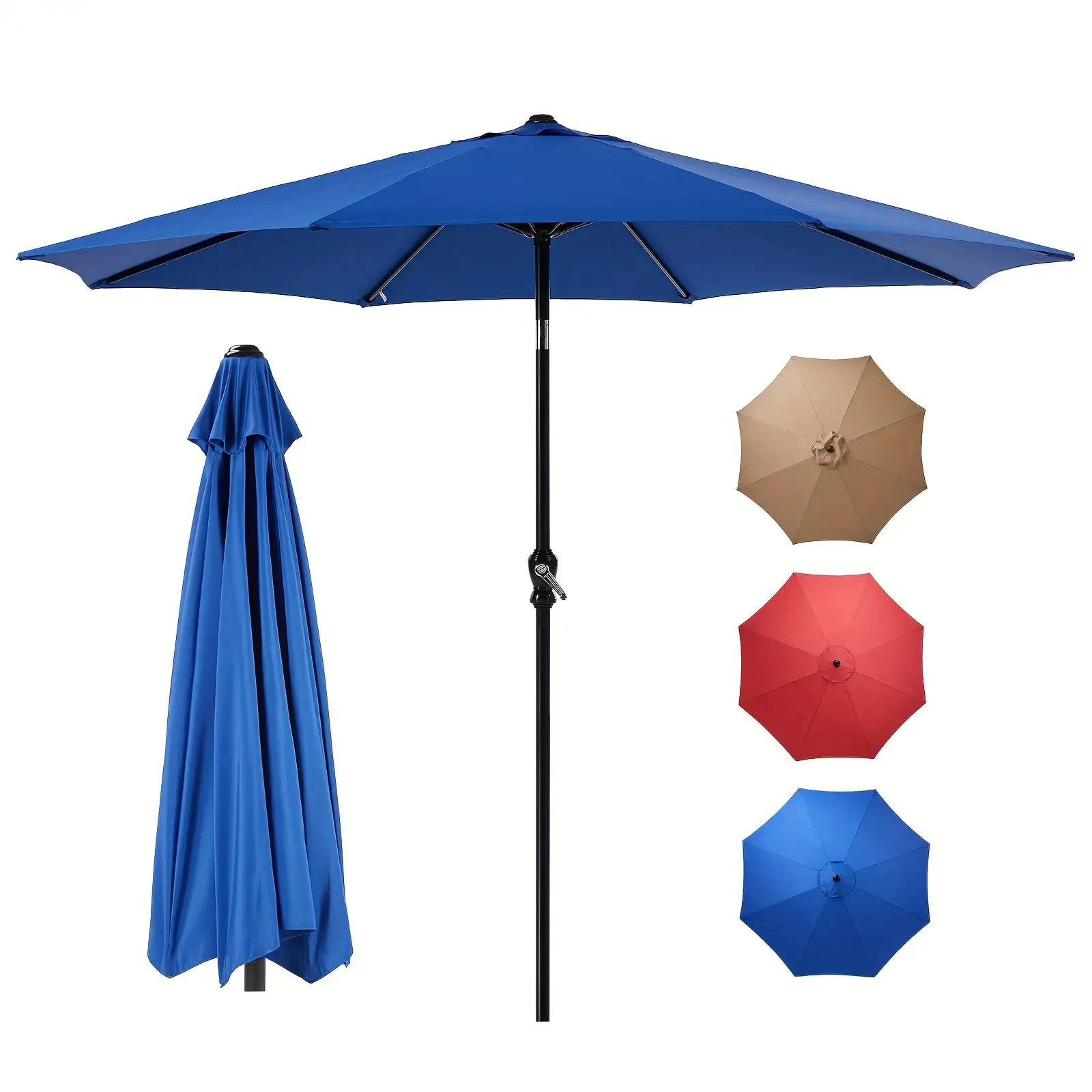 Sweetcrispy 9FT Deluxe Outdoor Umbrella - Effortless Tilt & Crank. 8-Rib Stability - Perfect for Stylish Patios. Beaches & Restaurants