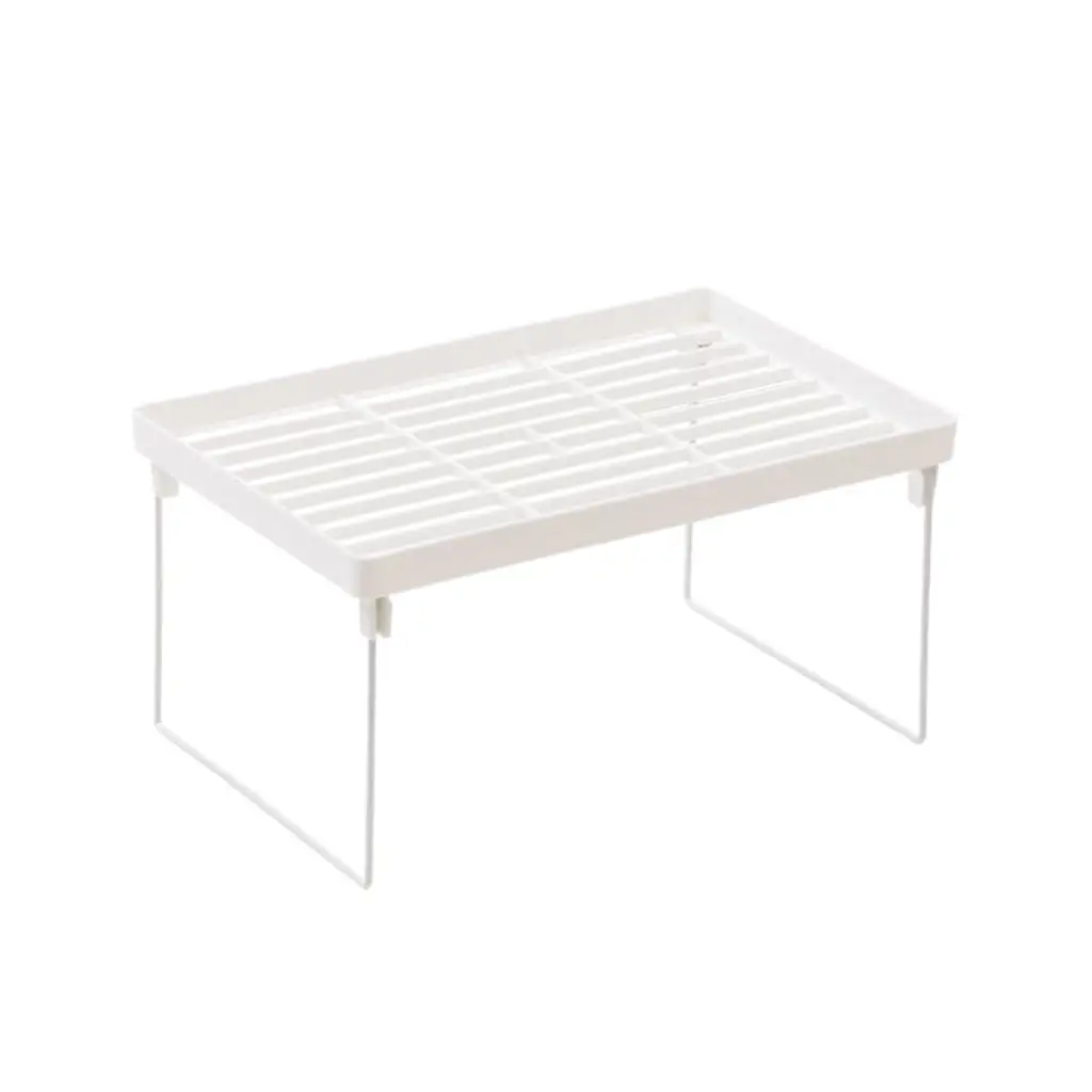 TIERPOP Stackable Foldable Space Saving Shelf Stand White Wire Stacking Cabinet Shelf