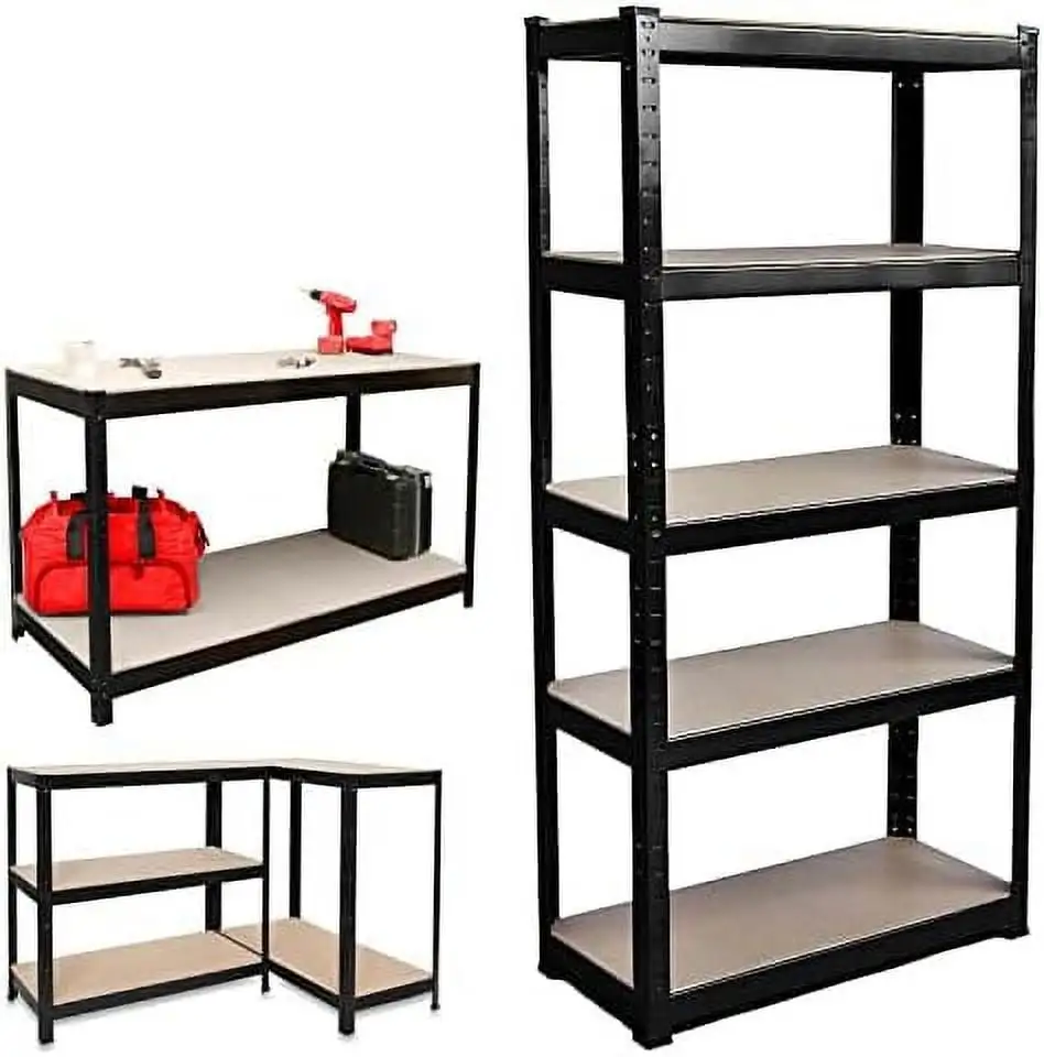 TJCGDTY Heavy Duty Shelving Unit 5 Tier Garage Shelving Units and 2000LBS Capacity Metal Shelves for Garage Home Shed Warehouse 78 x 39 x 20 Inch Black