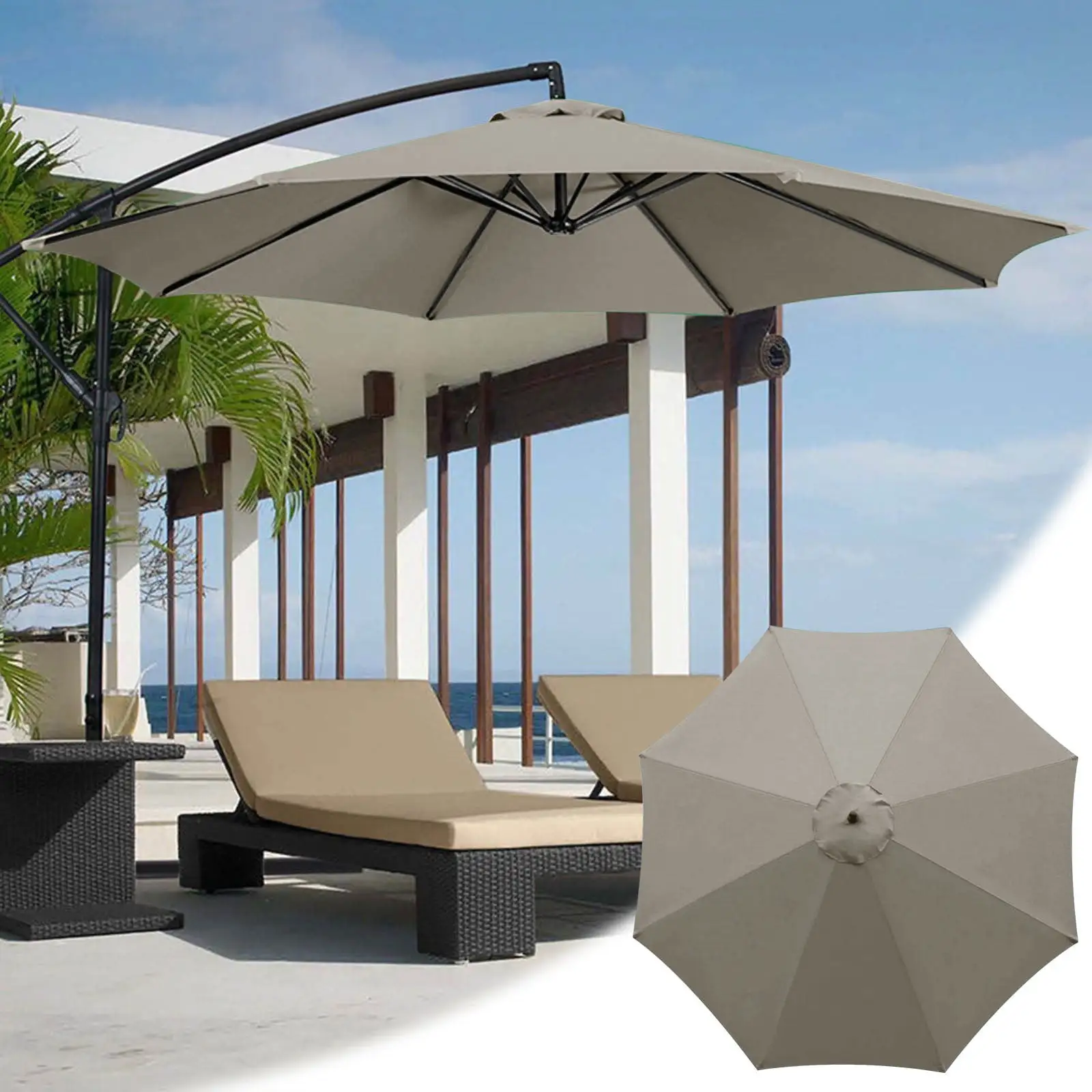 TOPRenddon Cantilever Umbrella Replacement Canopy.Outdoor Courtyard Umbrella Surface Polyester Sunshade Umbrella Sunscreen And Rainproof Fabric Garden Pillar Umbrella Fabric(Excluding Umbrella Racks)