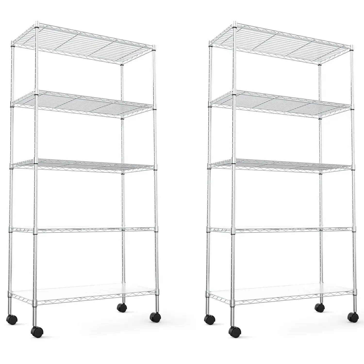 TQJKLFDY 2 Pack 5 Tier Wire Shelving Unit NSF Heavy Duty Wire Metal Large Shelves Height Adjustable Utility for Garage Kitchen Office Commercial Shelving Steel Layer - Chrome