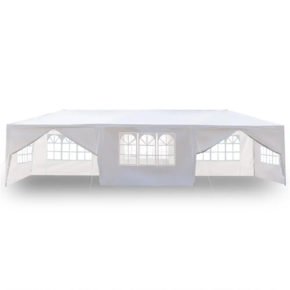 Tcbosik 10'x 30' Outdoor Patio Gazebo with 8 Sidewalls. Camping Gazebo with Spiral Tubes for Party Wedding BBQ Garden Yard. White