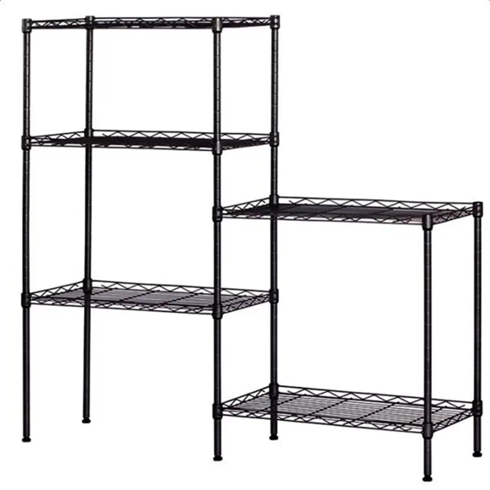 Tcbosik 5-Tier Metal Shelving Unit . Freely Combinable Durable Steel Storage Rack . Display Stand Rack .Black