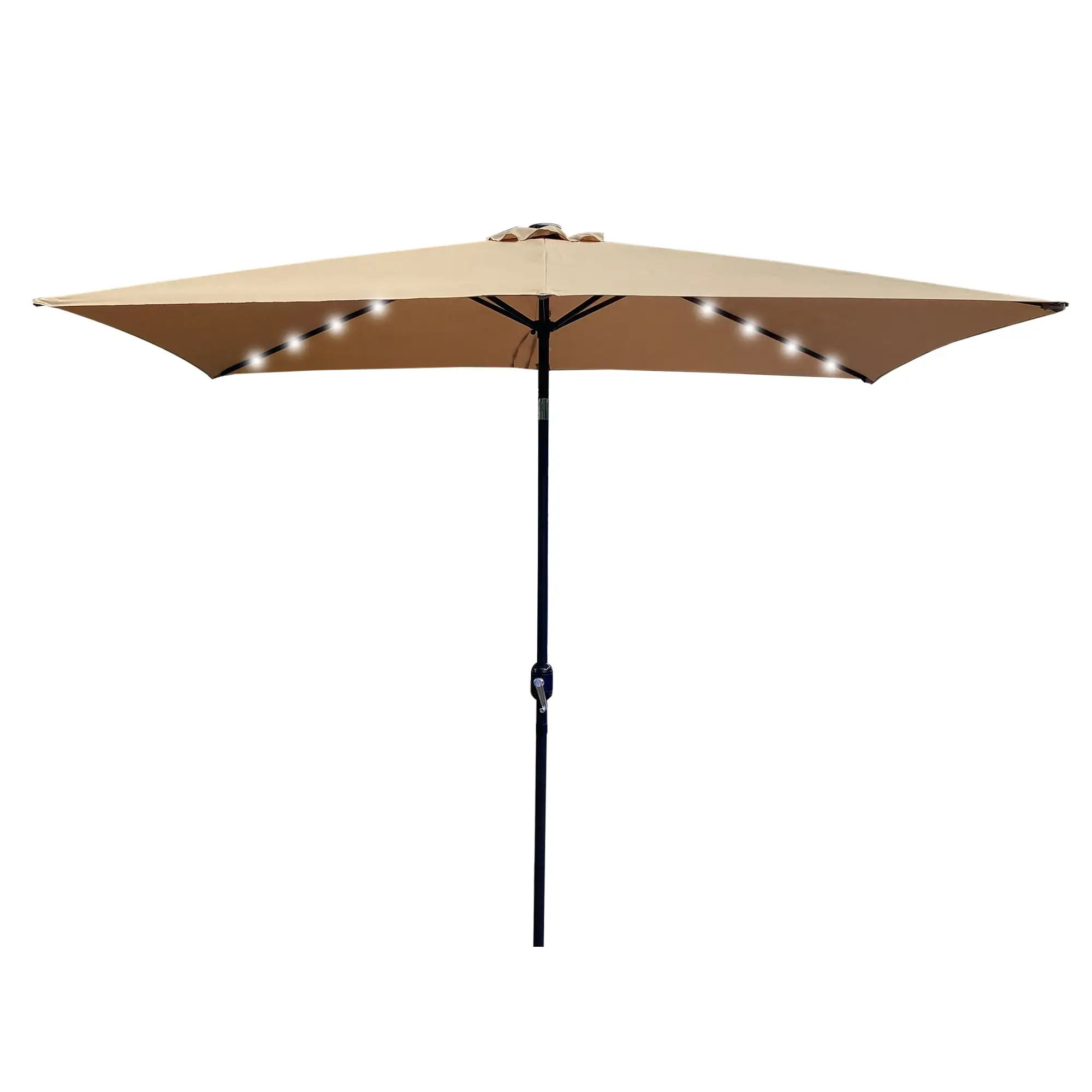 Tcbosik Outdoor Patio Table Umbrella 10x6.5Ft Sunshade with Crank with 8 Ribs. Push Button. Tilt&Crank. Taupe