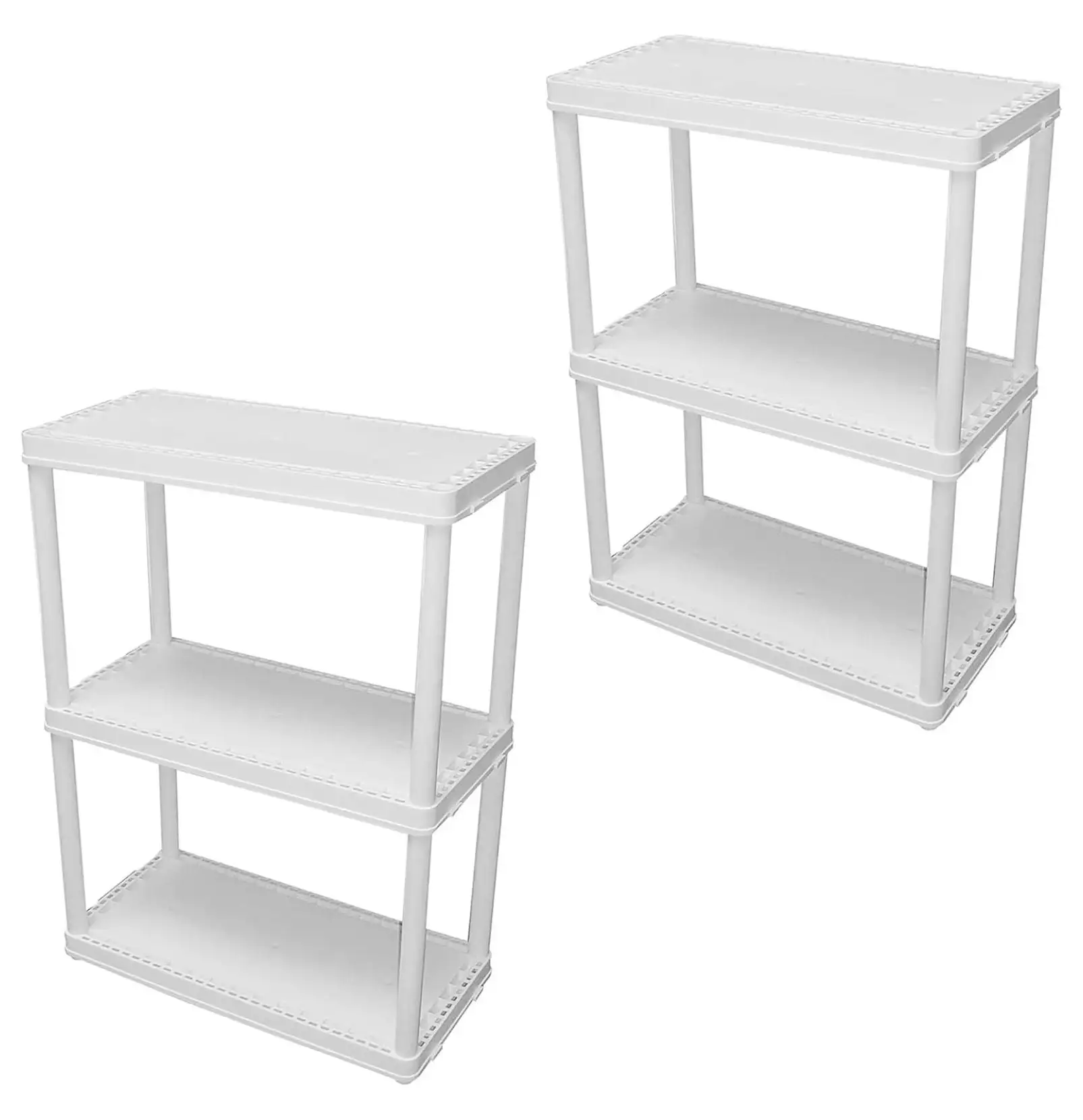 TiaGOC 3 Tier Storage Shelving Unit Organizers with Interlocking System for Garage. Playroom. Attic. and More. White (2 Pack)