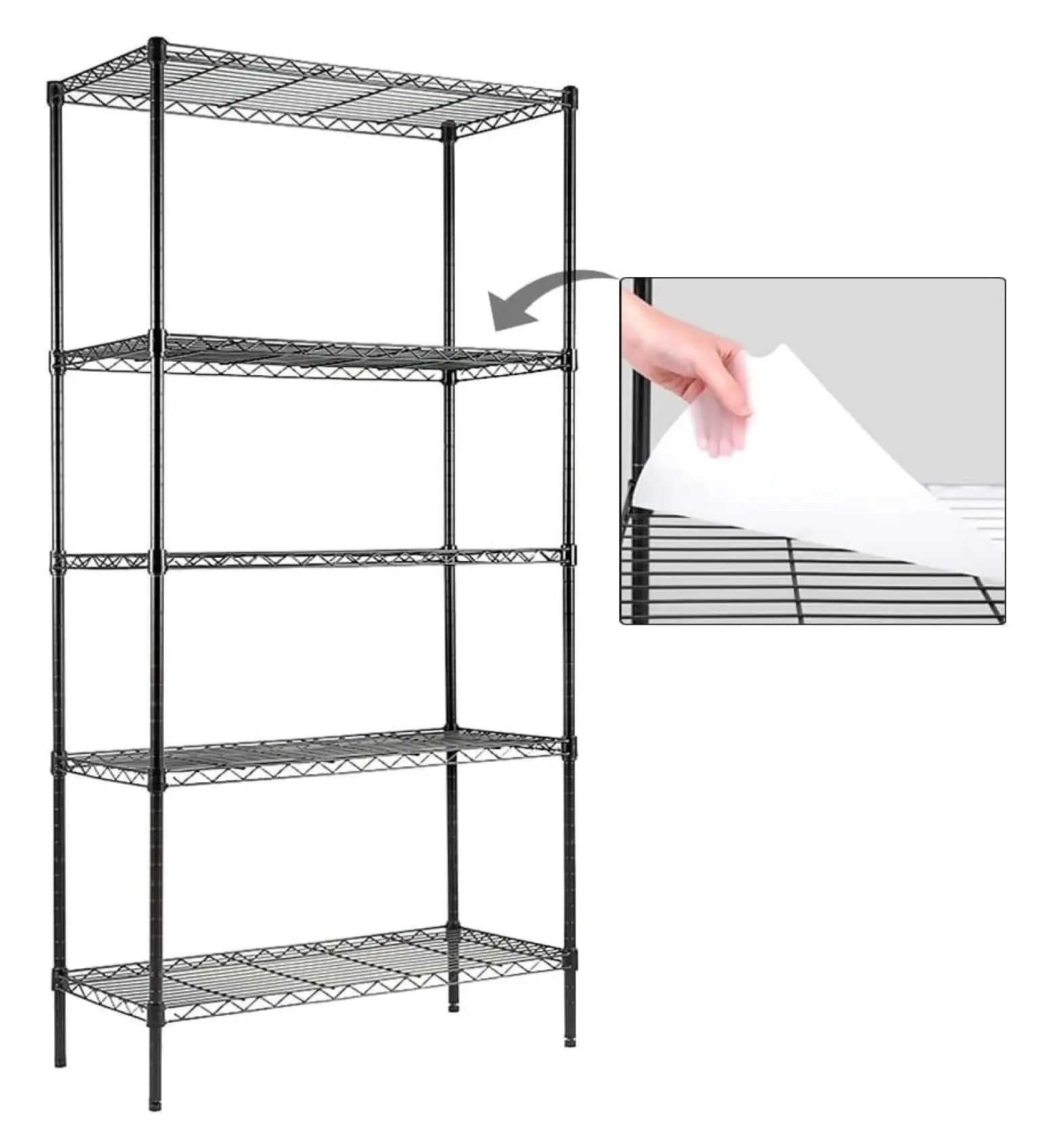 TiaGOC 5-Shelf Shelving Unit with 5-Shelf Liners. Adjustable. Steel Wire Shelves. 150lbs Loading Capacity Per Shelf Units and Storage for Kitchen and Garage (30W x 14D x 60H)