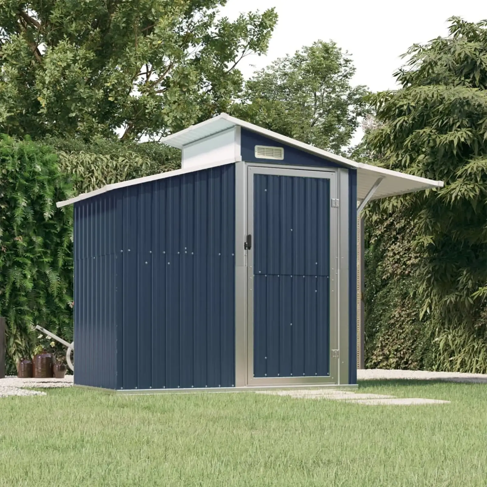 Tomshoo Garden Shed Anthracite 106.3x51.2x82.1 Galvanized Steel