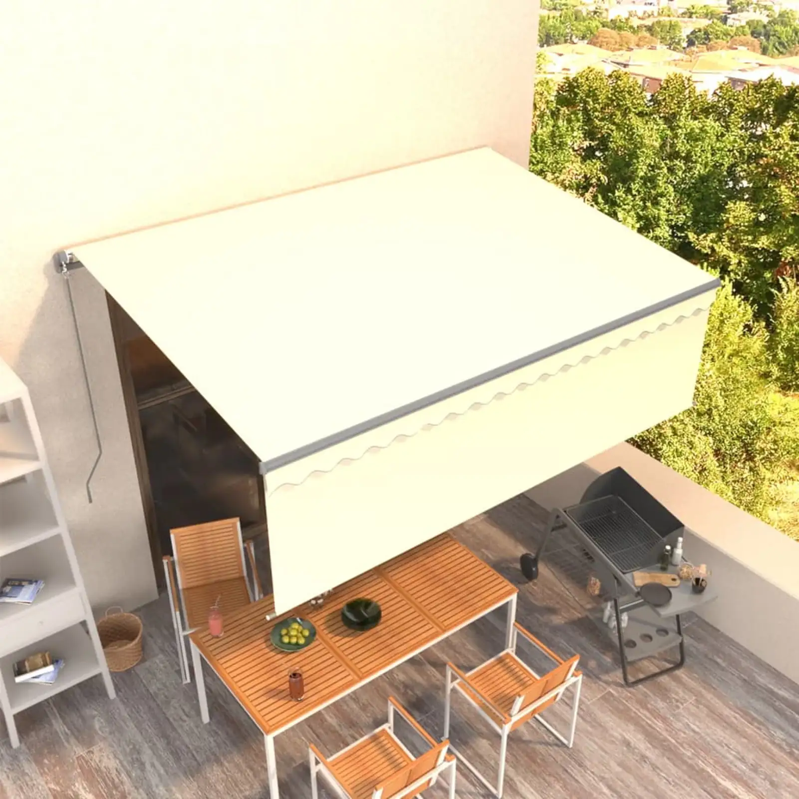 Tomshoo Manual Retractable Awning with Blind 13.1'x9.8'