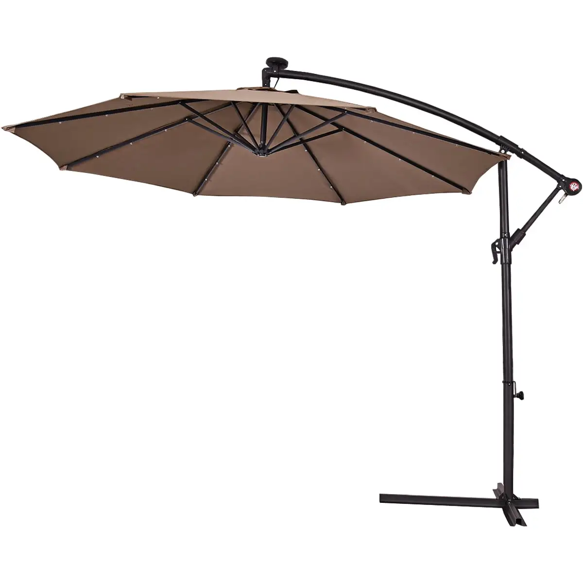 Topbuy 10' Patio Solar Umbrella LED Sun Shade Offset W/Base Tan