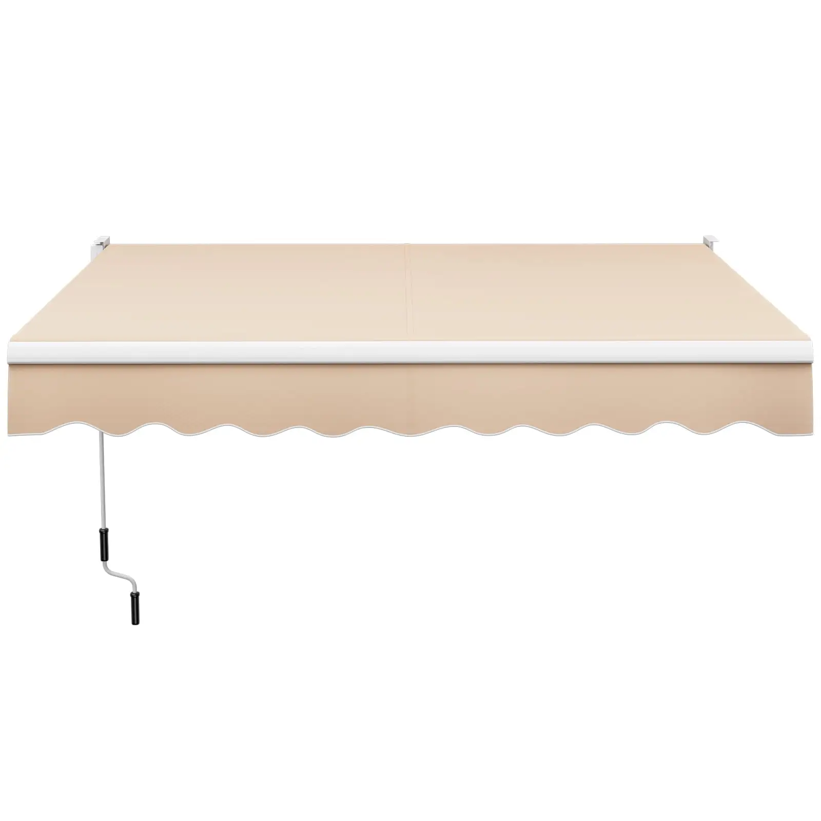 Topbuy Retractable Awning W/ Aluminum Frame Sun/Water Protection W/ PA Coating Manual Control Hand Crank Angle Adjustable Design Beige