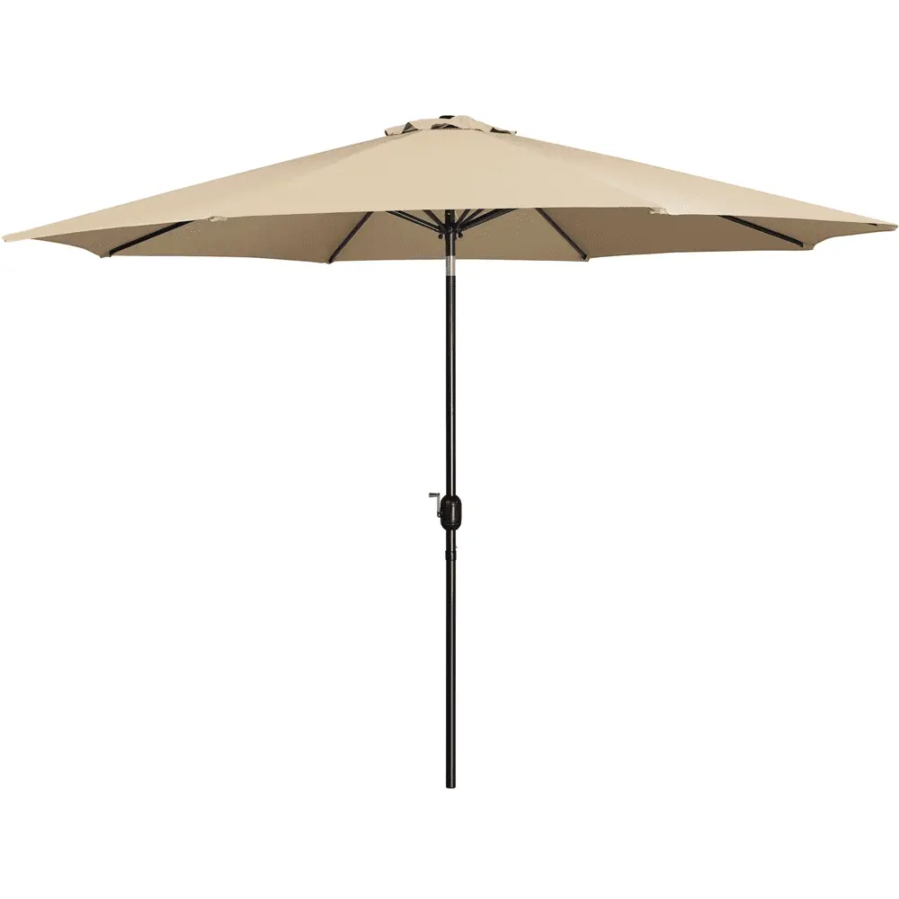 Topeakmart 11ft Patio Umbrella Market Umbrella with 8 Ribs Tilt and Crank for Garden. Deck. Backyard. Pool. Beach. Tan