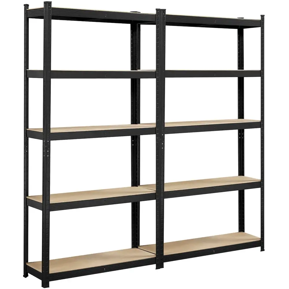 Topeakmart 2PCS 5-Tier Adjustable Metal Storage Shelving Units for Garage. Black