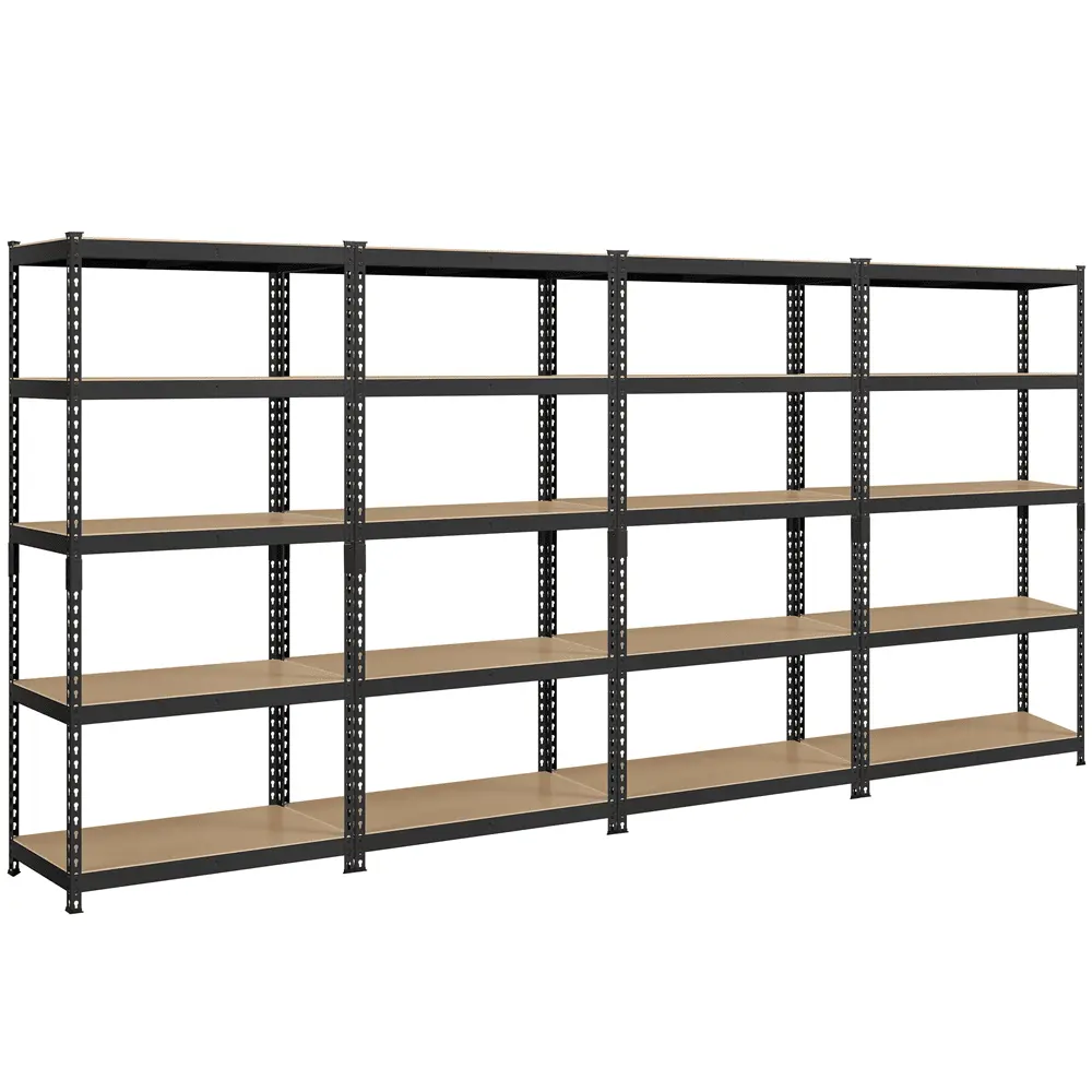 Topeakmart 4 Pieces of 5 Tiers Adjustable Metal Storage Shelving Boltless Display Stand. Black