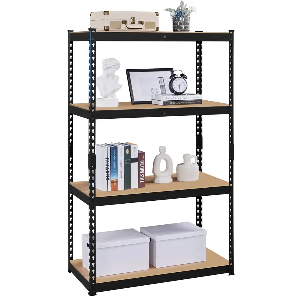 Topeakmart 60.5 H 4 Tiers Metal Storage Shelving Units for Organizing in Garage. Black