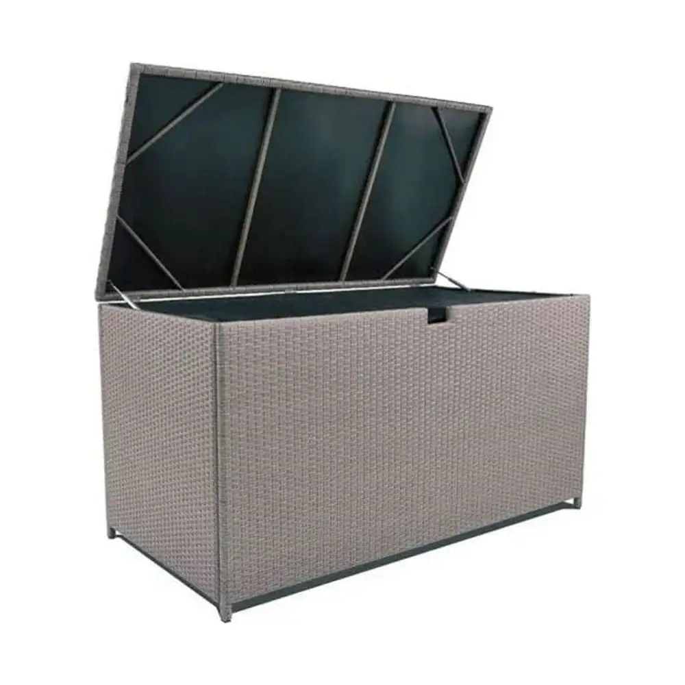 Tortuga Outdoor Large Outdoor Resin Wicker Storage Box with Waterproof Lid Sandstone